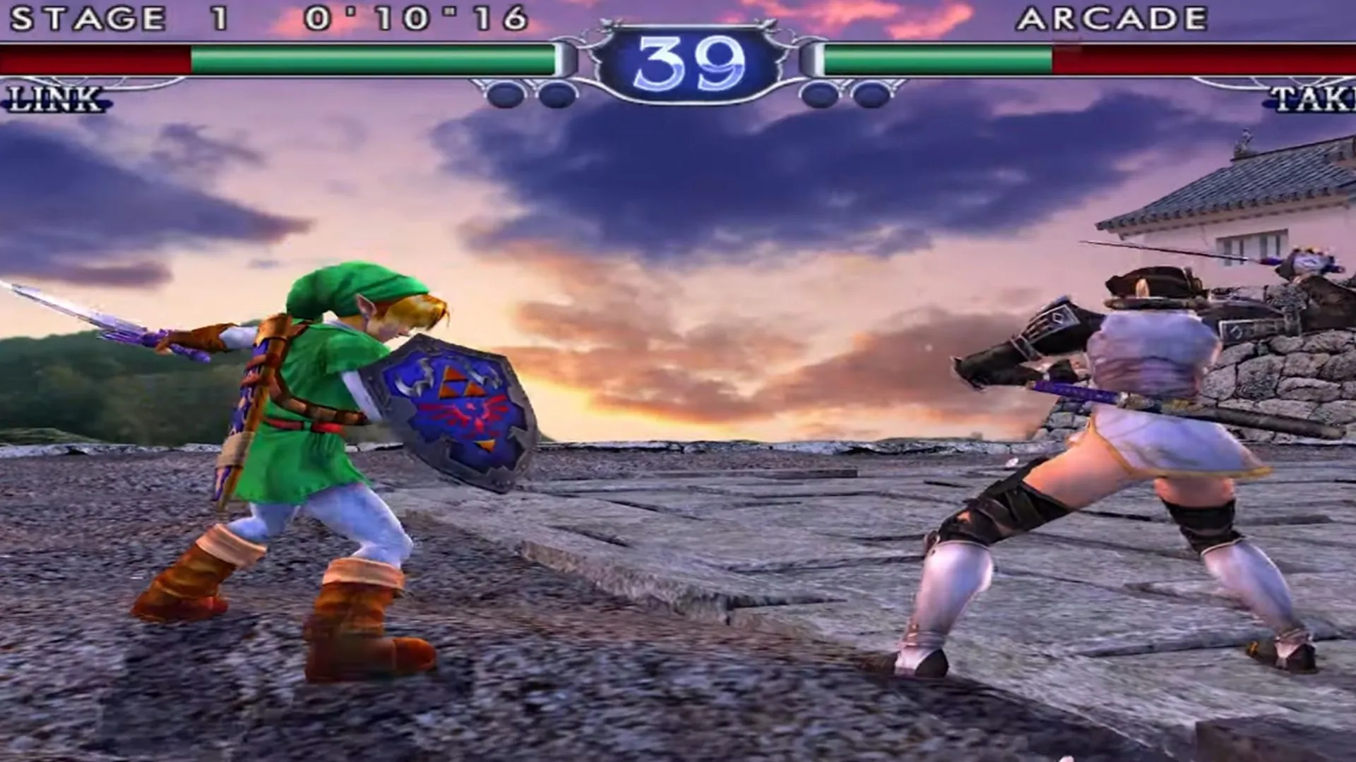 Ảnh chụp màn hình lối chơi của tựa game đối kháng kinh điển Soulcalibur 2