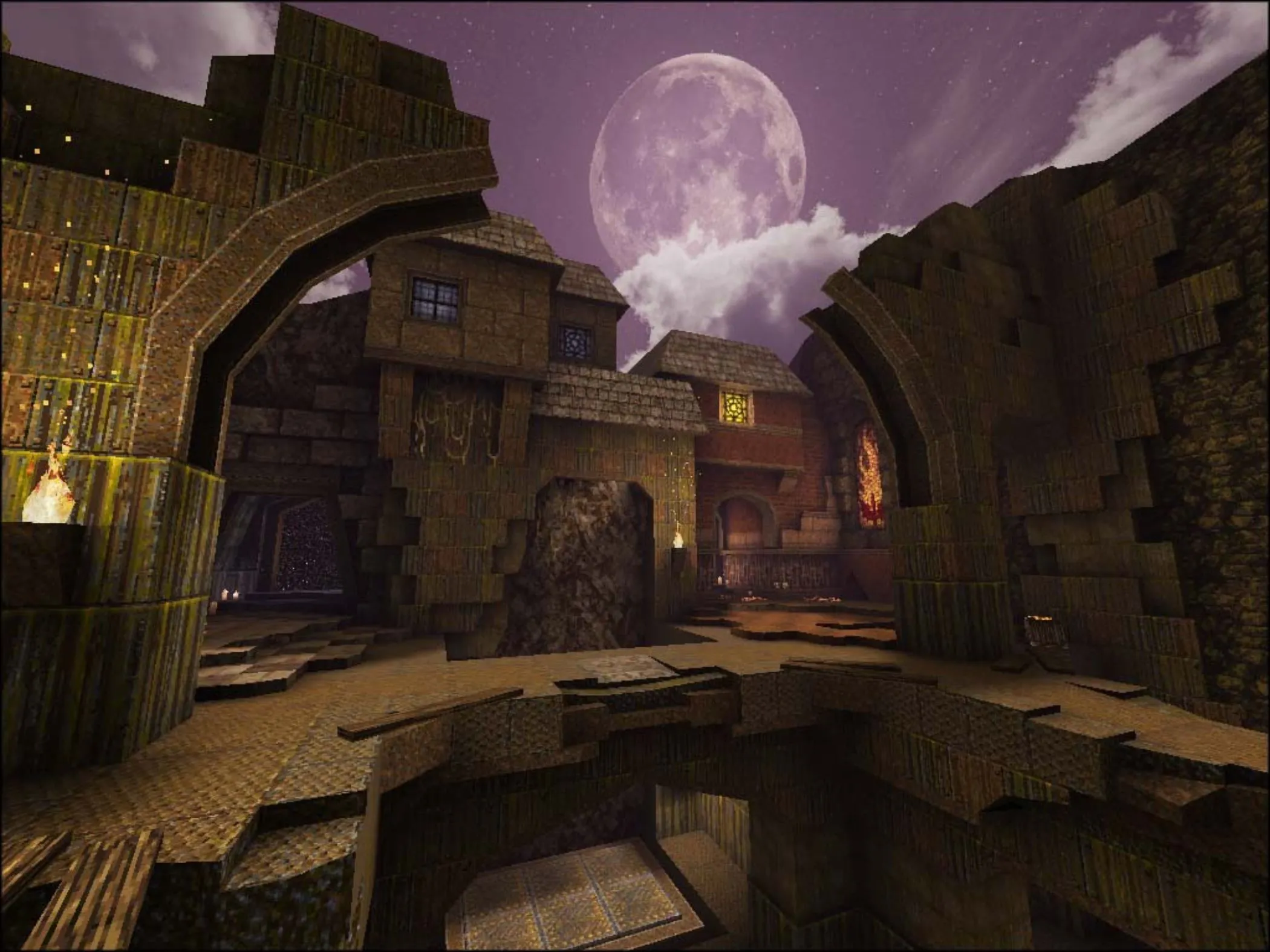 Ảnh chụp màn hình mod Quake Arcane Dimensions với môi trường cổ xưa và quái vật