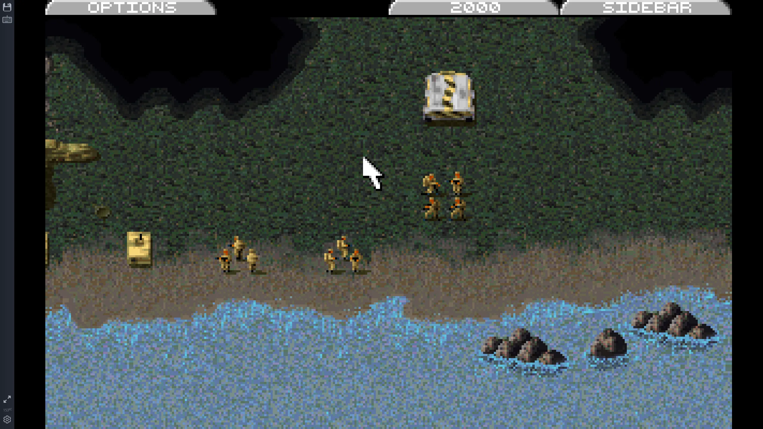 Ảnh chụp màn hình từ game Command &amp; Conquer, cho thấy các đơn vị quân đội và công trình xây dựng, minh họa lối chơi chiến thuật thời gian thực của tựa game DOS này.