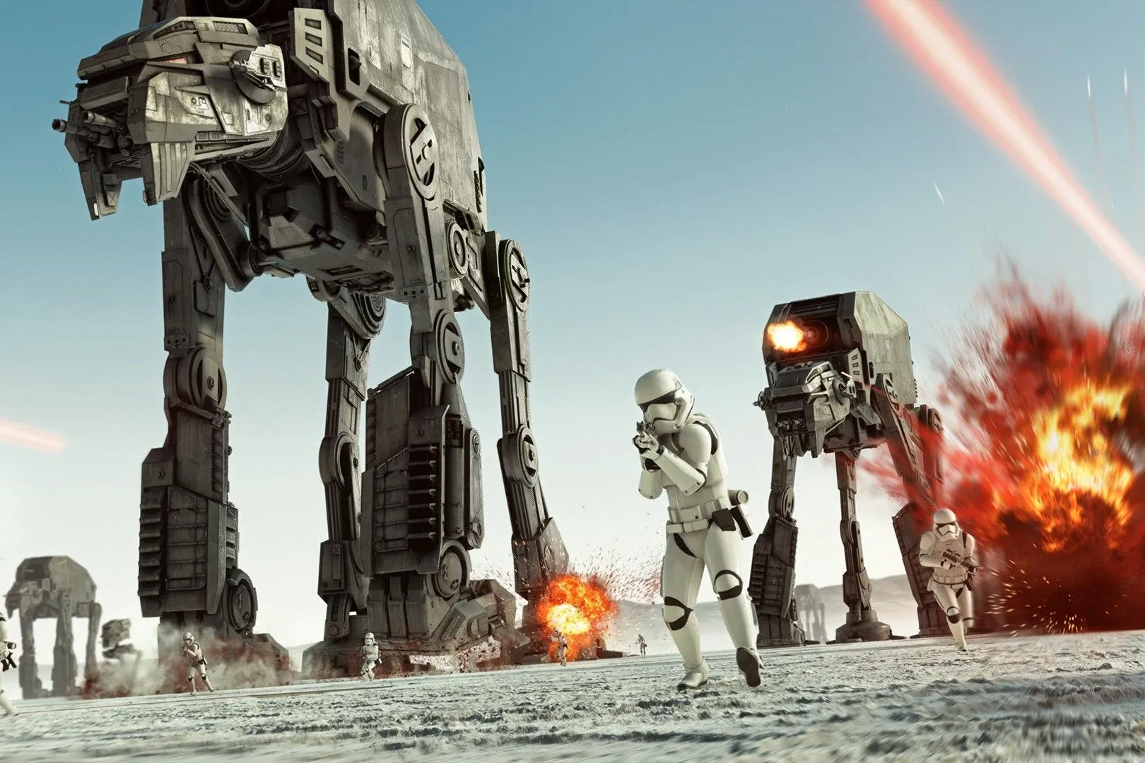 Ảnh chụp màn hình từ game Star Wars Battlefront II, hiển thị một cảnh chiến đấu đầy kịch tính