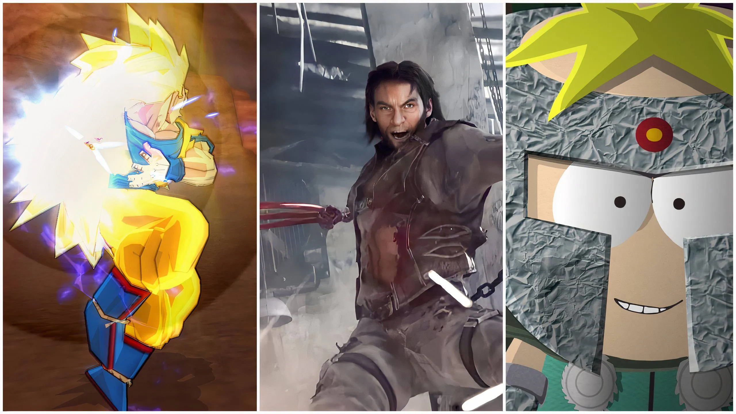 Ảnh minh họa game chuyển thể từ phim và TV series, bao gồm Goku (Dragon Ball Z), Logan (X-Men Origins: Wolverine) và Butters Scotch (South Park).