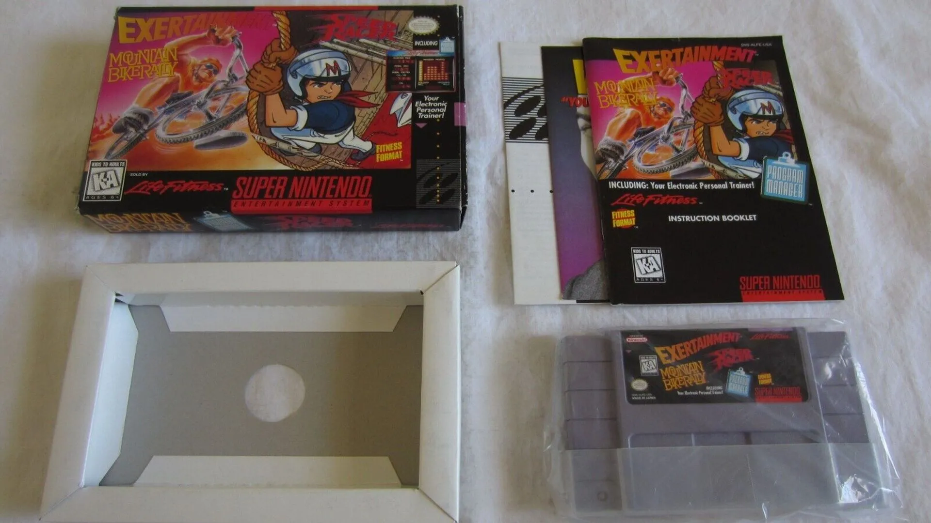 Bao bì của bộ đôi game Exertainment Mountain Bike Rally và Speed Racer cho SNES