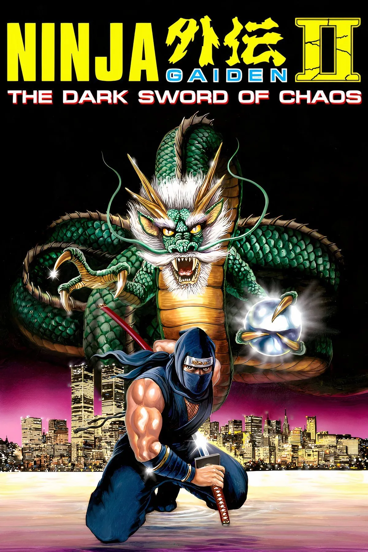 Bìa game Ninja Gaiden II: The Dark Sword of Chaos, một game hành động platformer khó nhằn