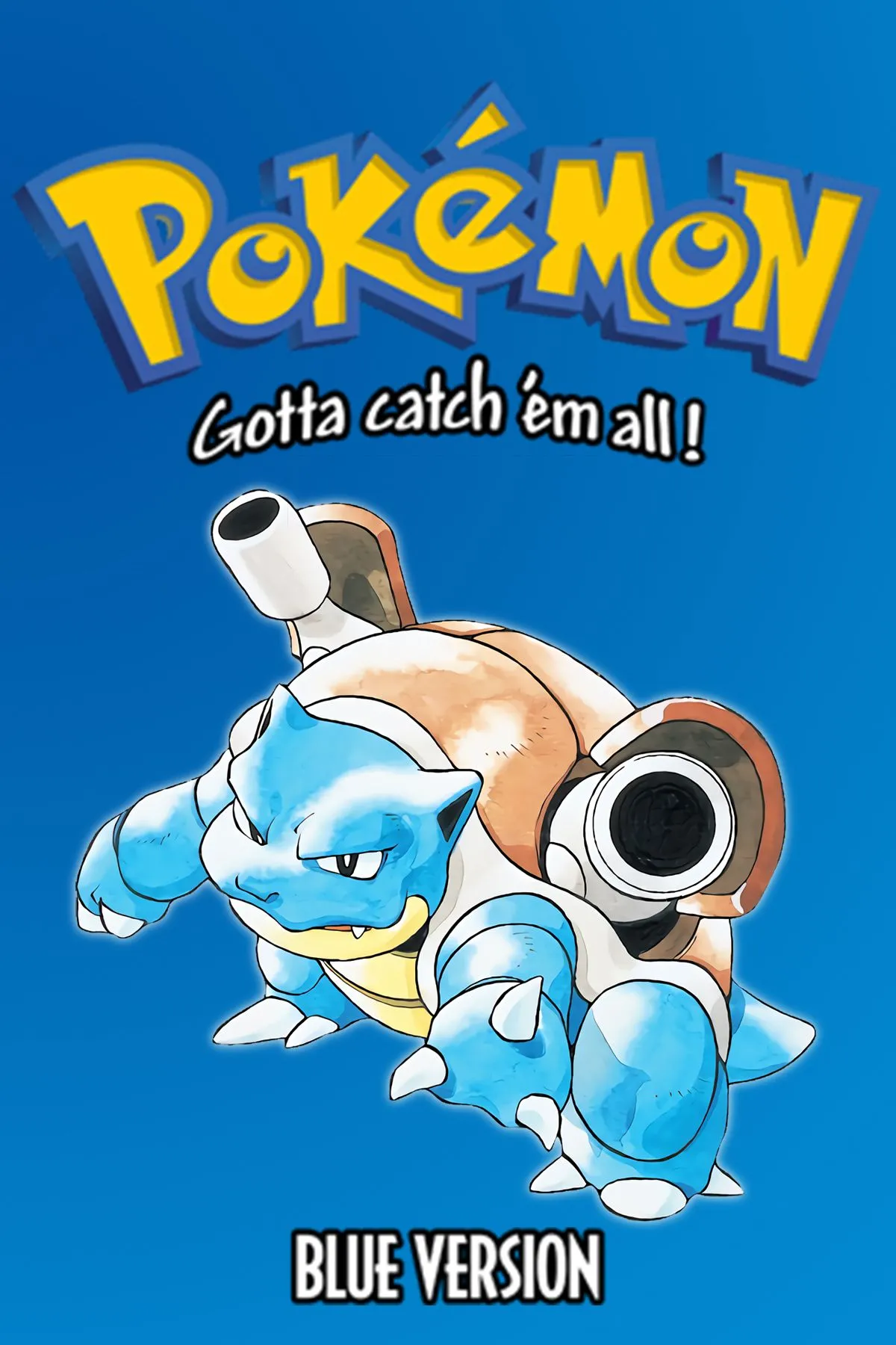 Bìa game Pokemon Blue với hình ảnh Blastoise, biểu tượng của phiên bản