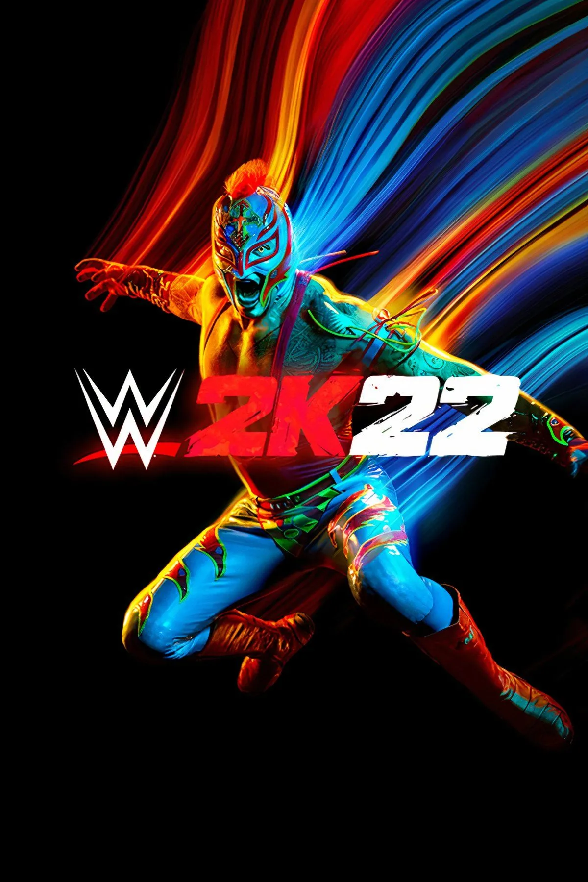 Bìa game WWE 2K22 với hình ảnh Rey Mysterio, tượng trưng cho sự hồi sinh và cải tiến của dòng game sau thất bại của 2K20.