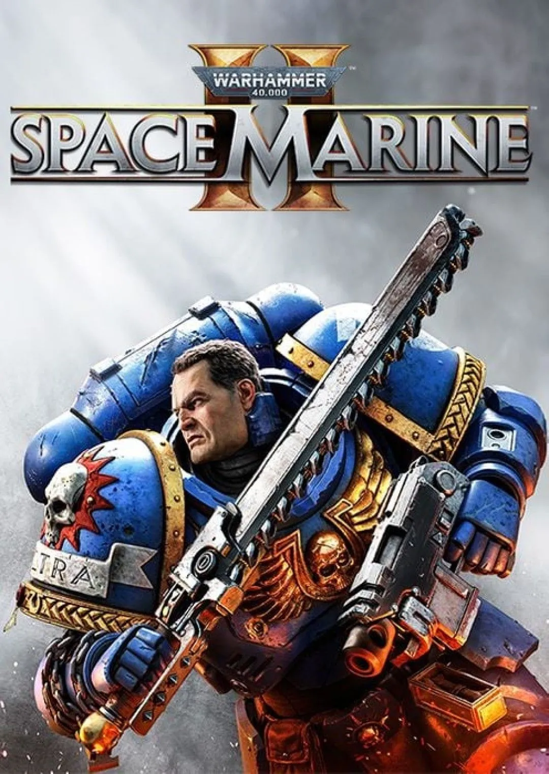 Bìa hộp game Warhammer 40,000: Space Marine 2 với nhân vật chính đang chiến đấu