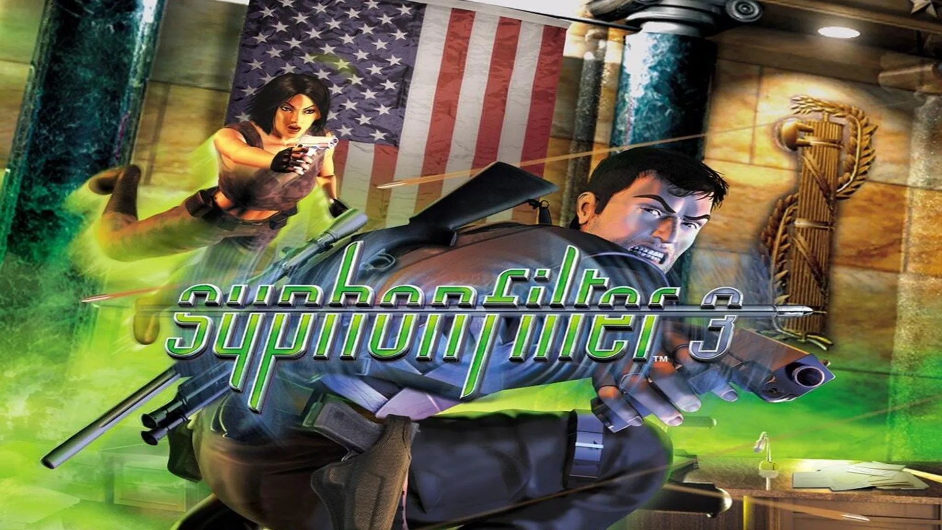Bìa hộp gốc của Syphon Filter 3 trên PS1 trước sự kiện 11/9