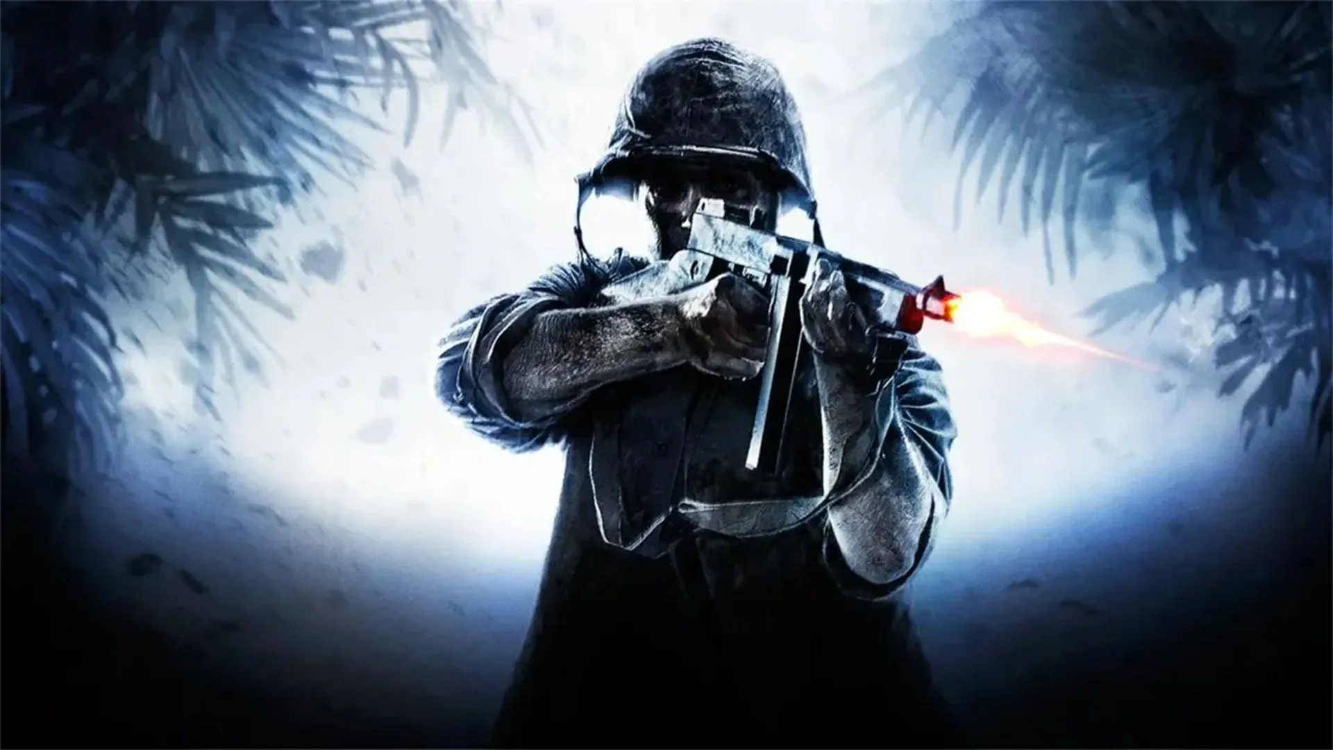 Bìa nghệ thuật chính của game Call of Duty: World at War với hình ảnh người lính và bối cảnh chiến tranh