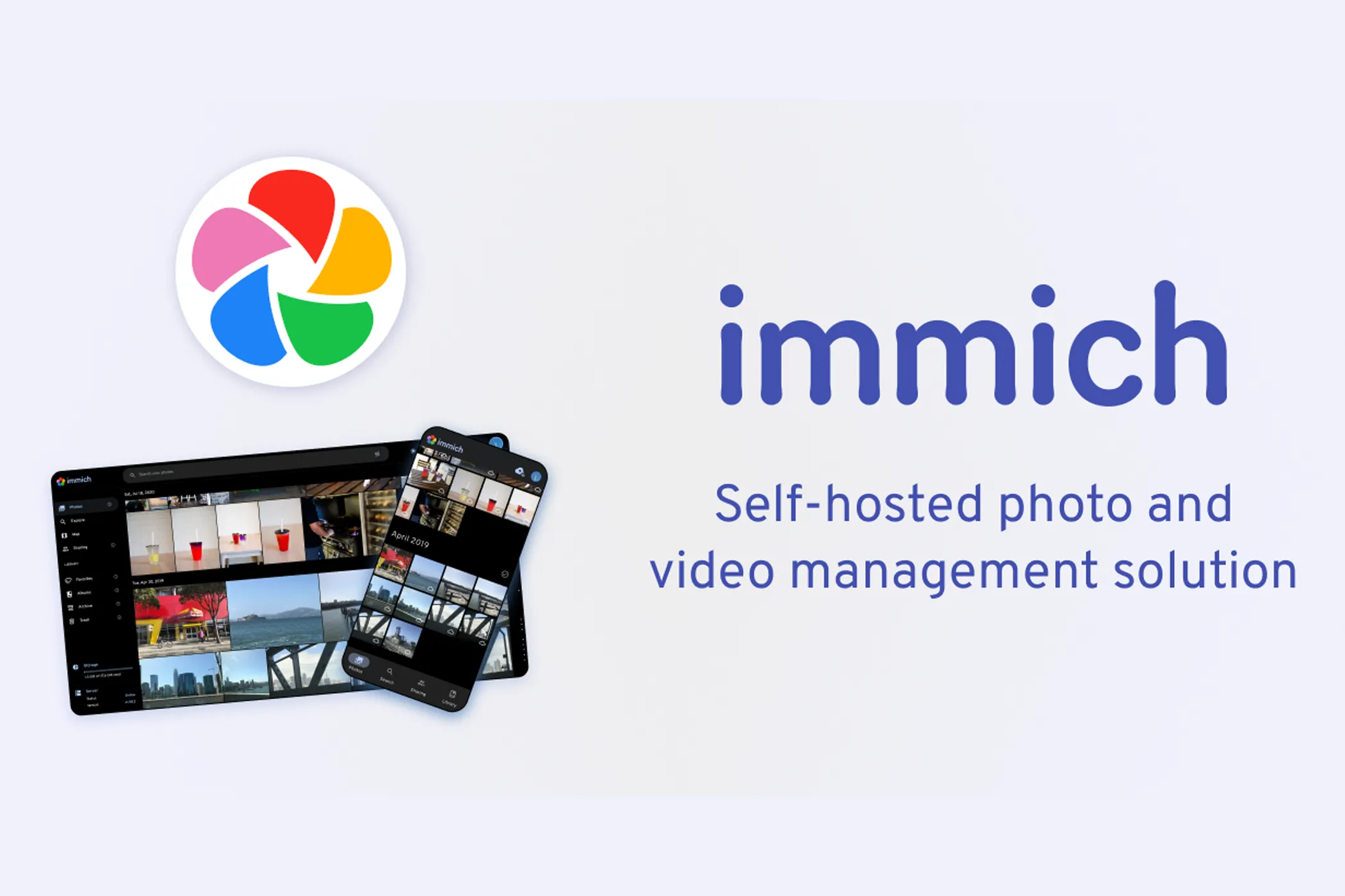 Biểu tượng Immich minh họa việc tự host dữ liệu riêng tư