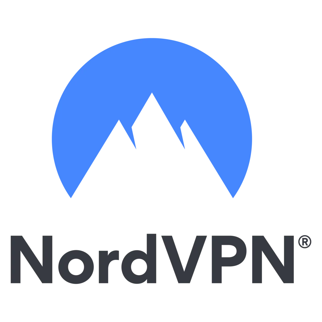 Biểu tượng NordVPN với núi và vòng tròn xanh, đối thủ của Proton VPN