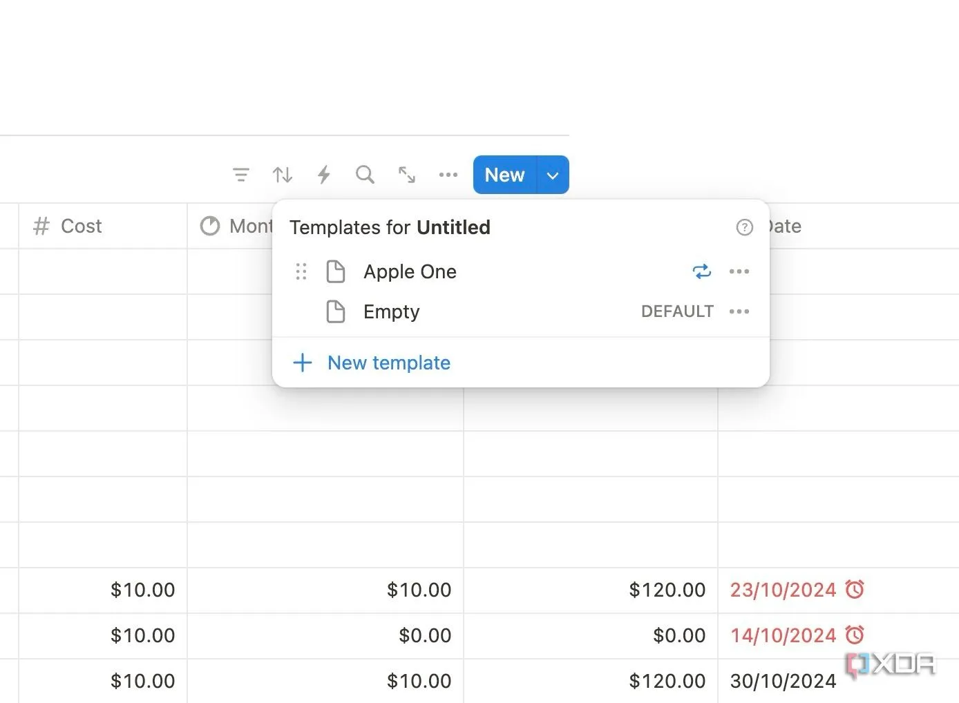 Bước 2: Chọn template đã tạo để thiết lập nhiệm vụ định kỳ trong Notion