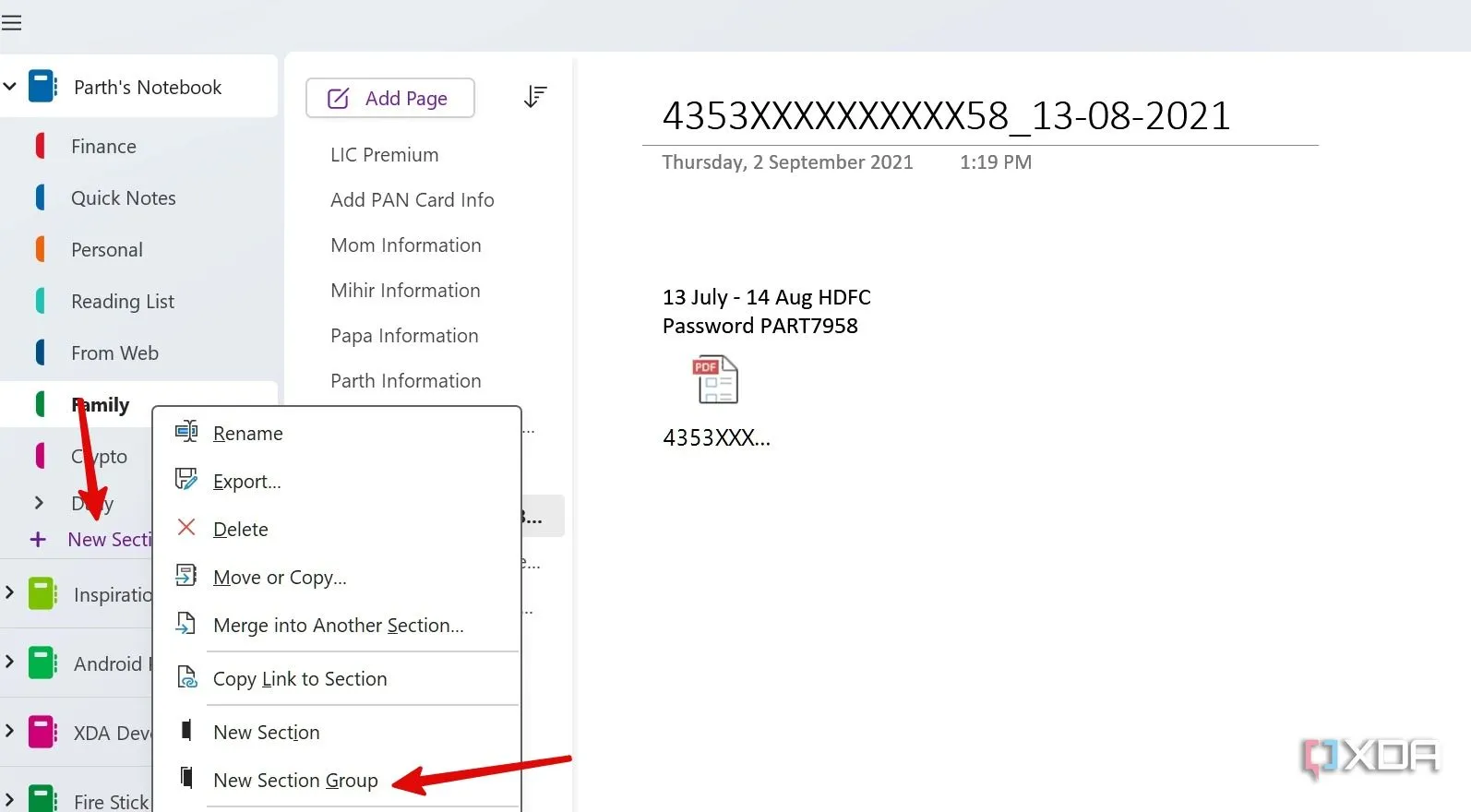 Cách tạo mục (Section) và nhóm mục (Section Group) mới trong OneNote để sắp xếp nội dung