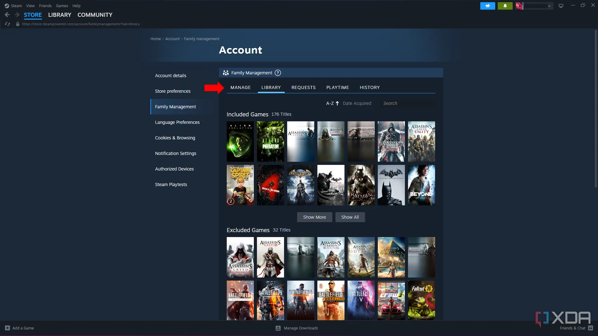 Cài đặt chia sẻ thư viện gia đình Steam để cho phép bạn bè/người thân chơi game