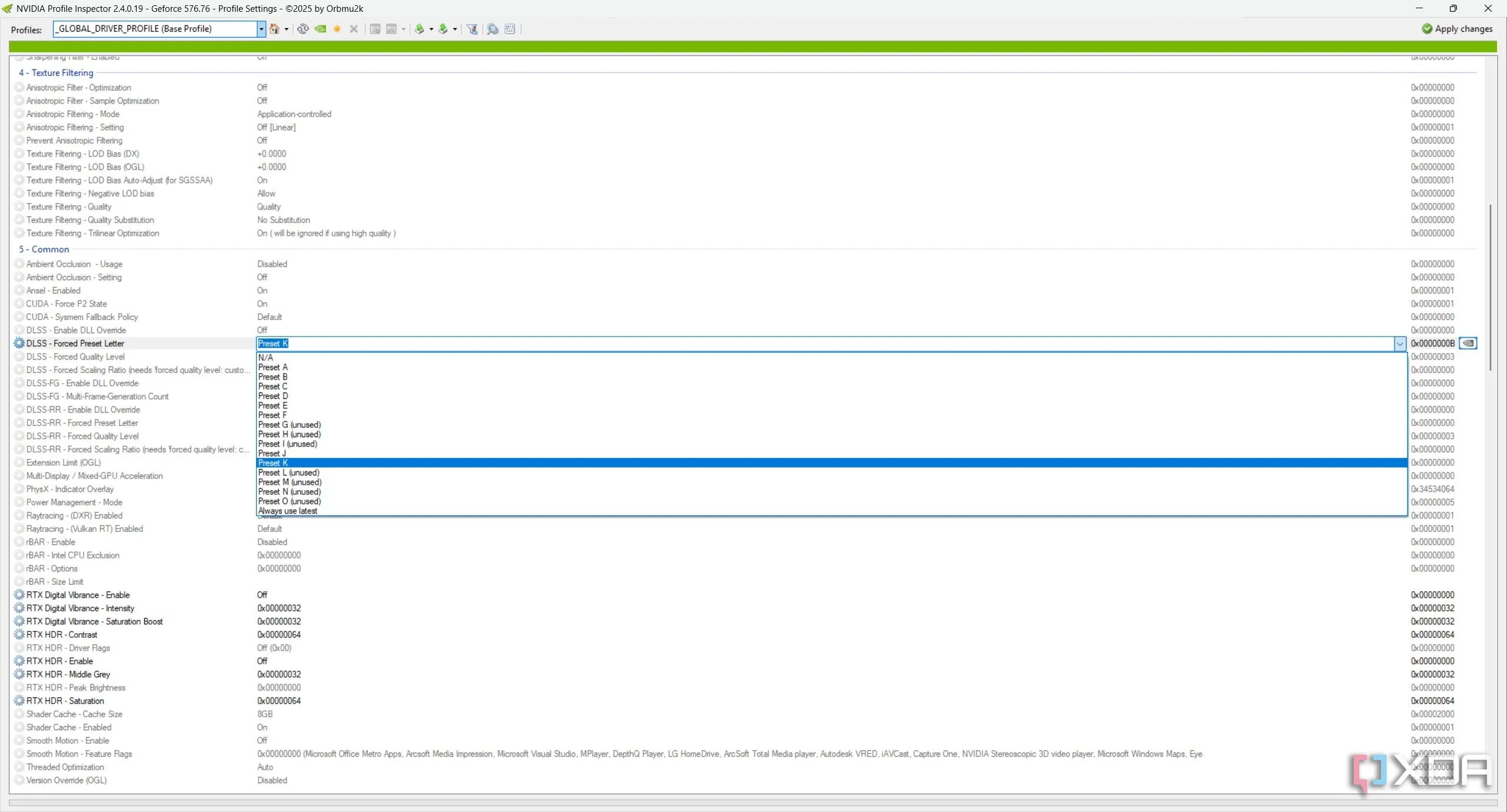 Cài đặt DLSS trong Nvidia Profile Inspector