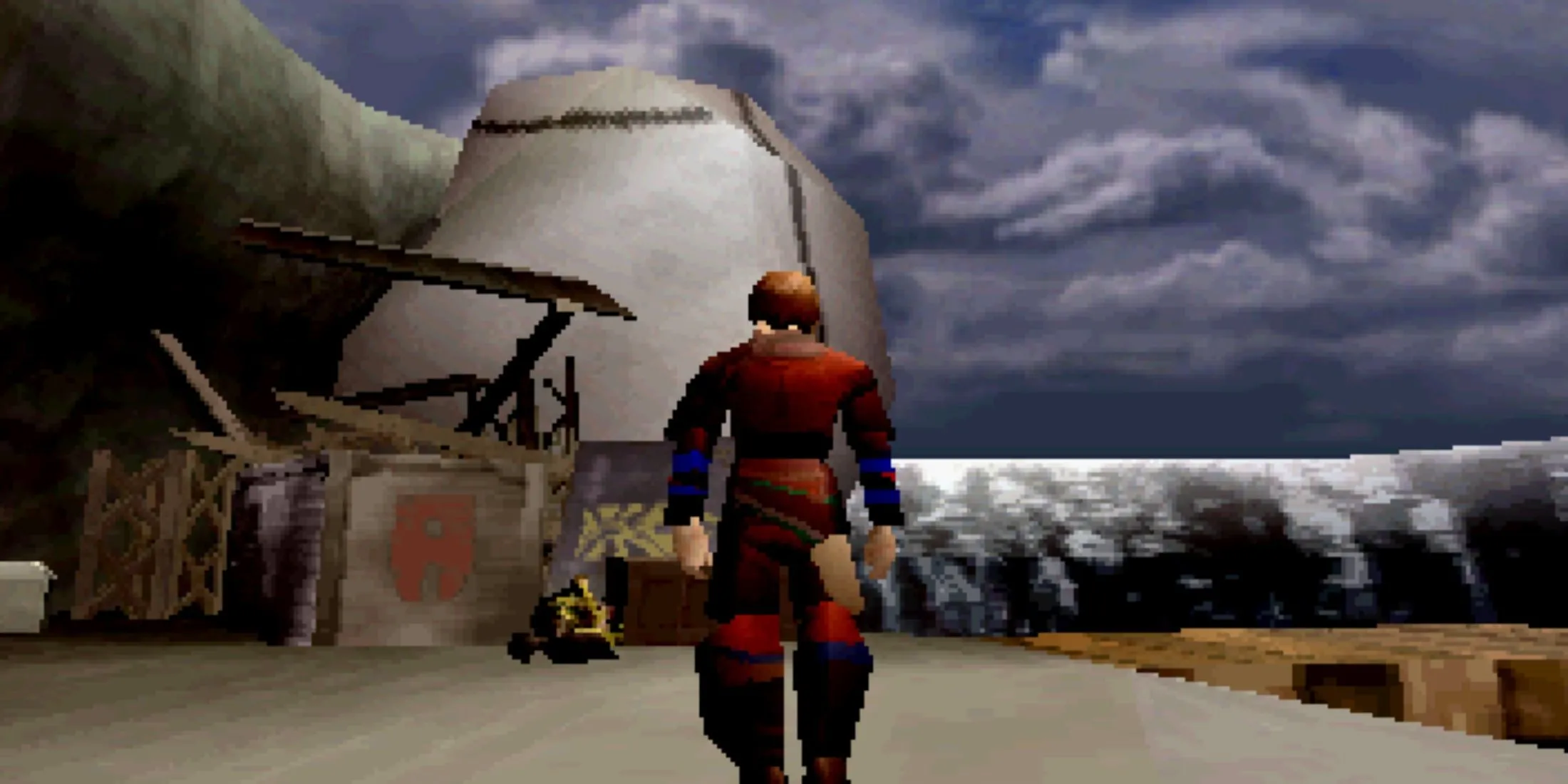 Cảnh chiến đấu hoành tráng trong game RPG Panzer Dragoon Saga trên Sega Saturn