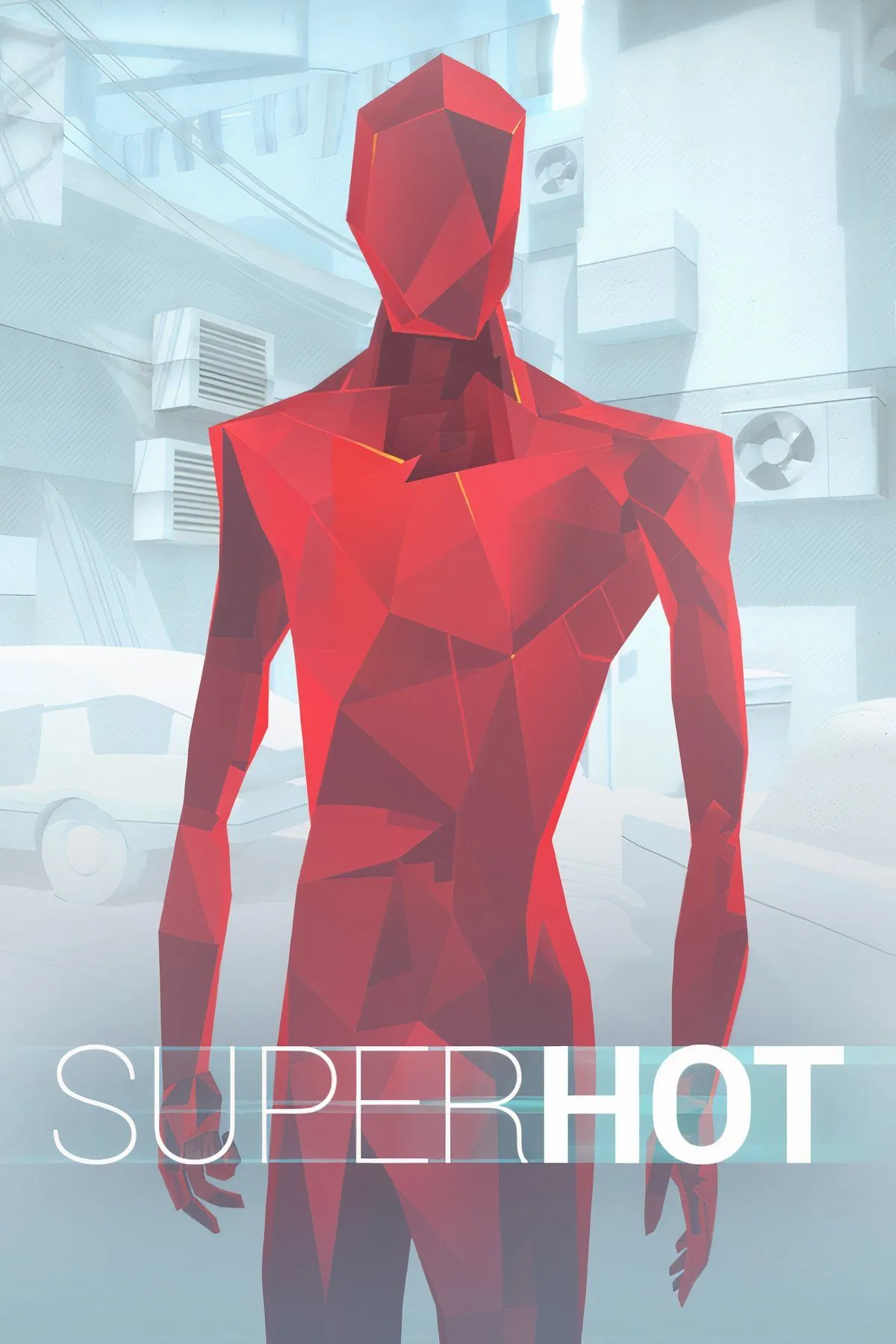 Cảnh chiến đấu trong game Superhot với đồ họa tối giản trắng và đỏ