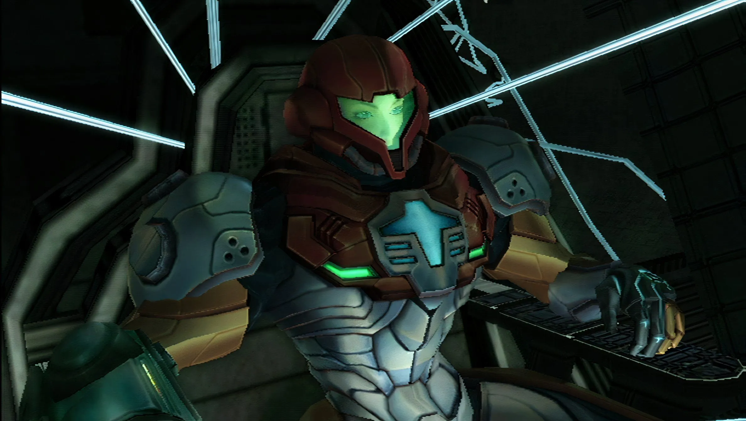 Cảnh chiến đấu trong Metroid Prime 3: Corruption, minh họa khả năng bắn chính xác bằng tay cầm Wii