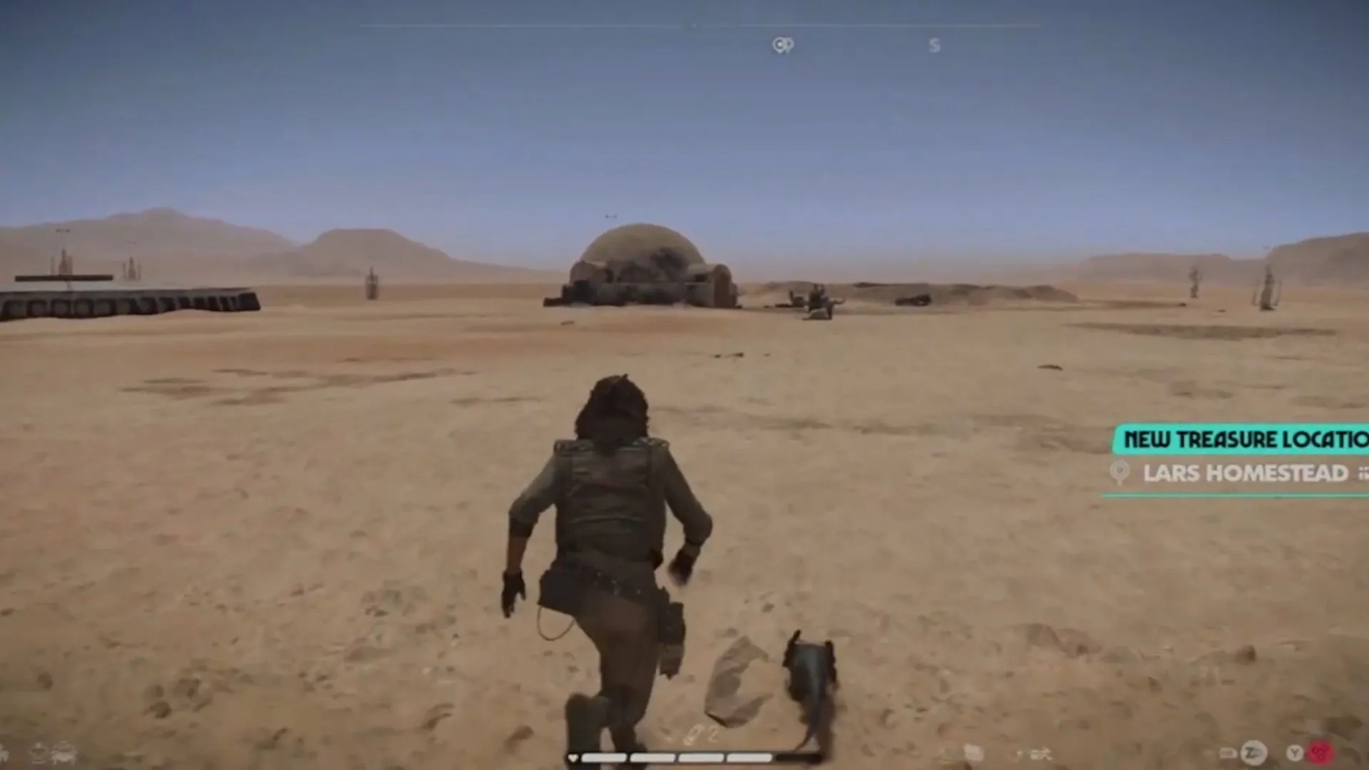 Cảnh chơi game tại Trang trại Lars trên hành tinh Tatooine trong Star Wars Outlaws