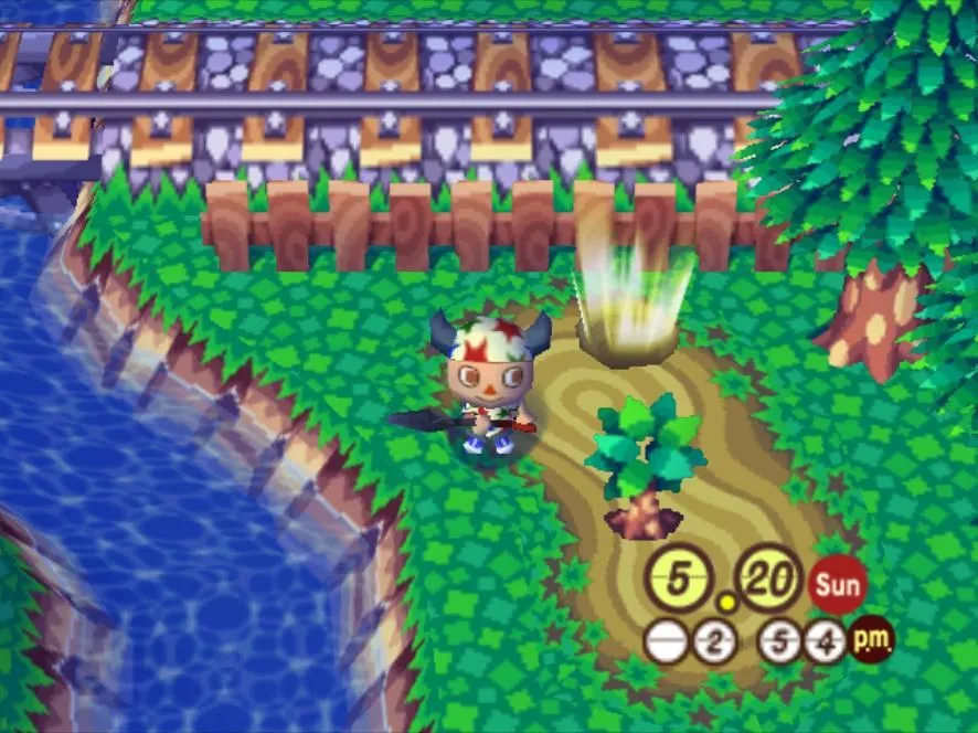 Cảnh gameplay Animal Crossing trên GameCube, một ngôi làng với các nhân vật động vật và ngôi nhà của người chơi, đang được giả lập trên Raspberry Pi
