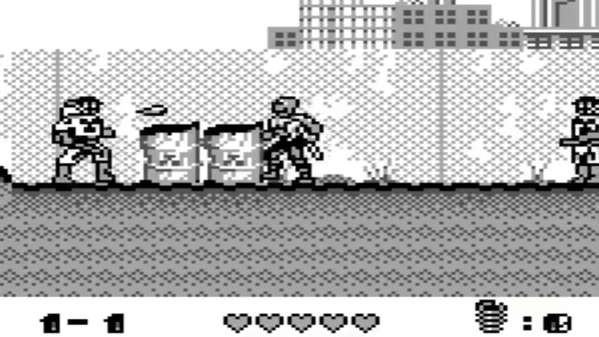 Cảnh gameplay của Toxic Crusaders, một trong những tựa game Game Boy hiếm nhất
