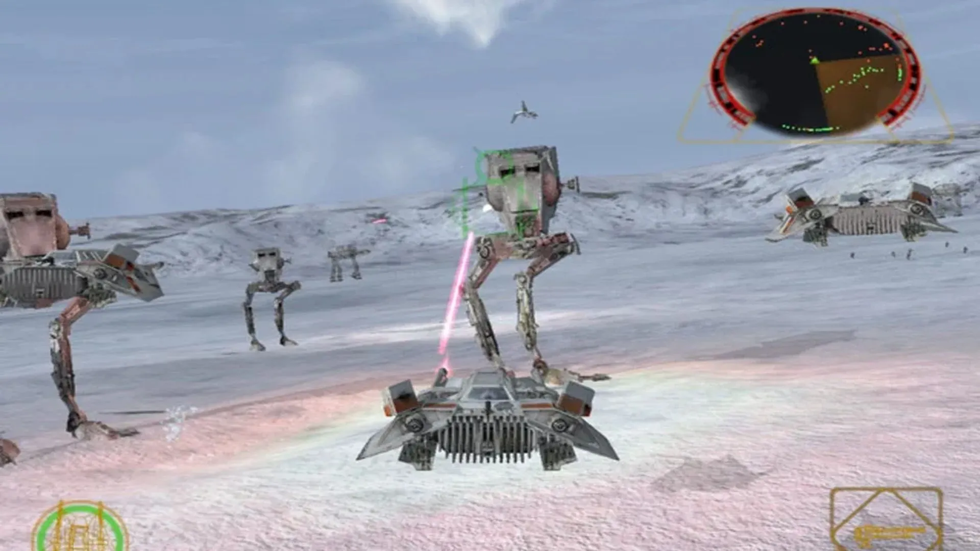 Cảnh gameplay mãn nhãn trong Star Wars Rogue Squadron II: Rogue Leader trên GameCube với phi thuyền X-Wing
