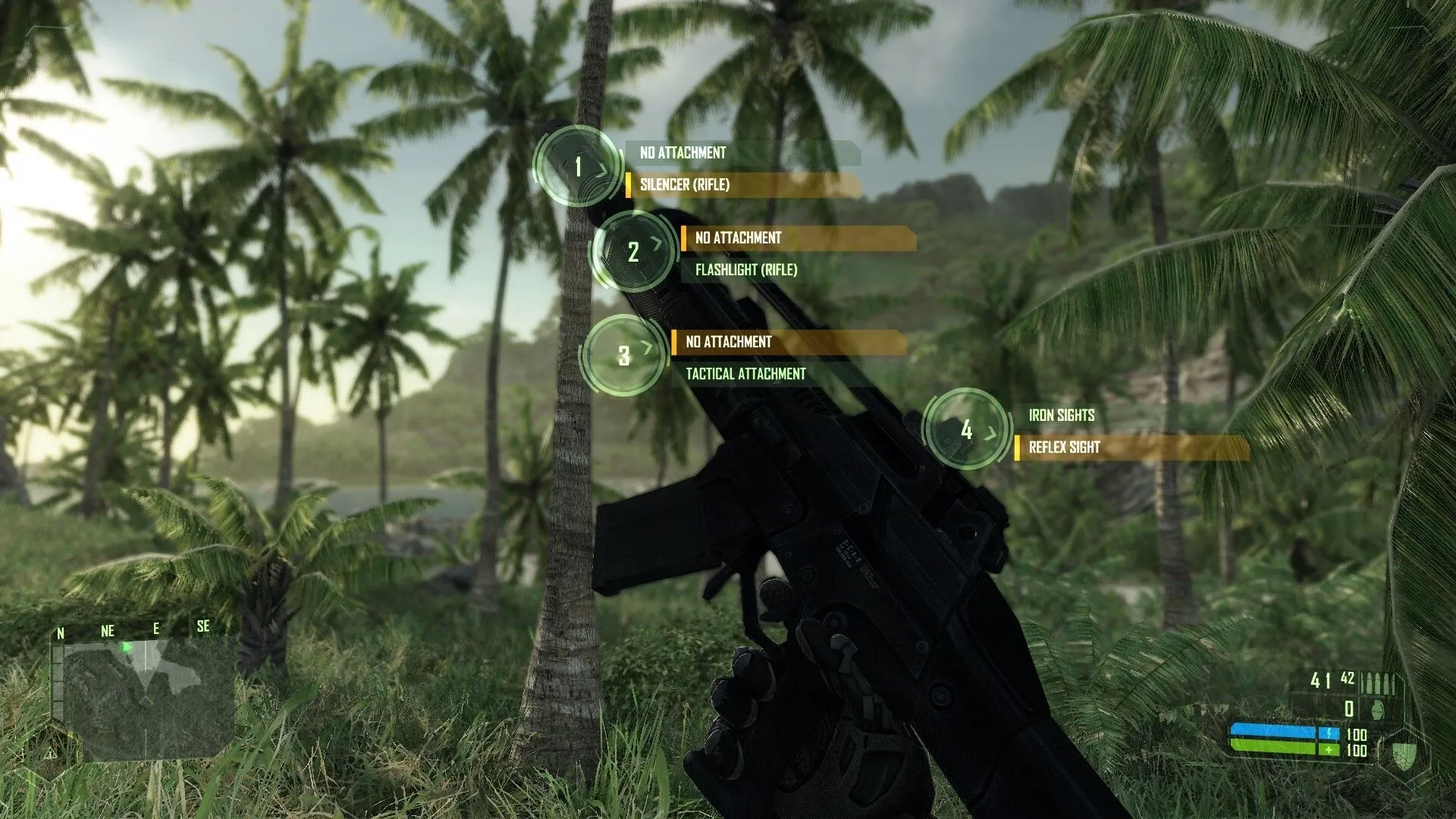 Cảnh hành động kịch tính với hiệu ứng cháy nổ trong Crysis, game nổi tiếng với công nghệ hình ảnh vượt trội