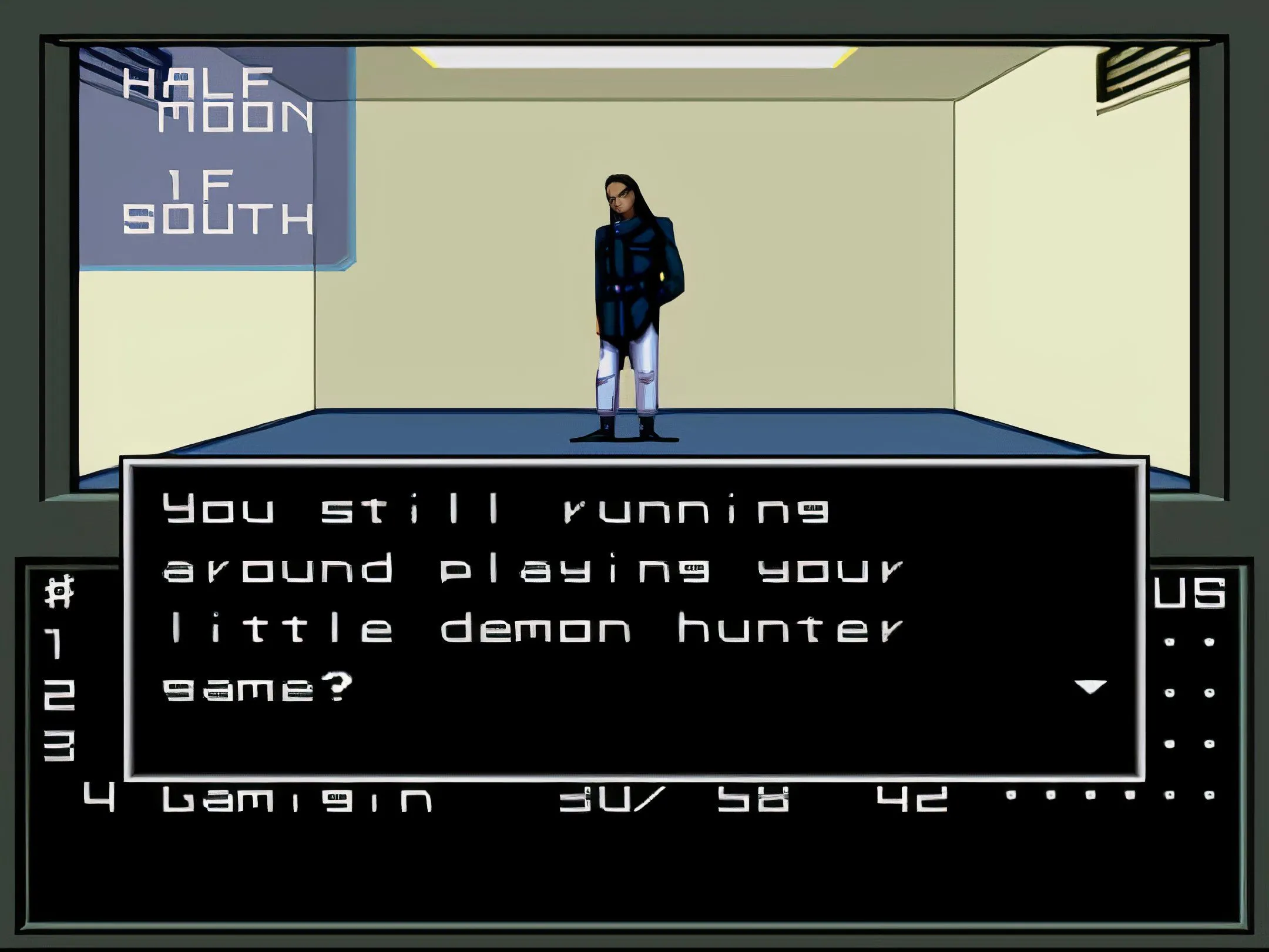 Cảnh khám phá mê cung trong Shin Megami Tensei GBA, với góc nhìn thứ nhất và các yếu tố đồ họa cổ điển của JRPG.