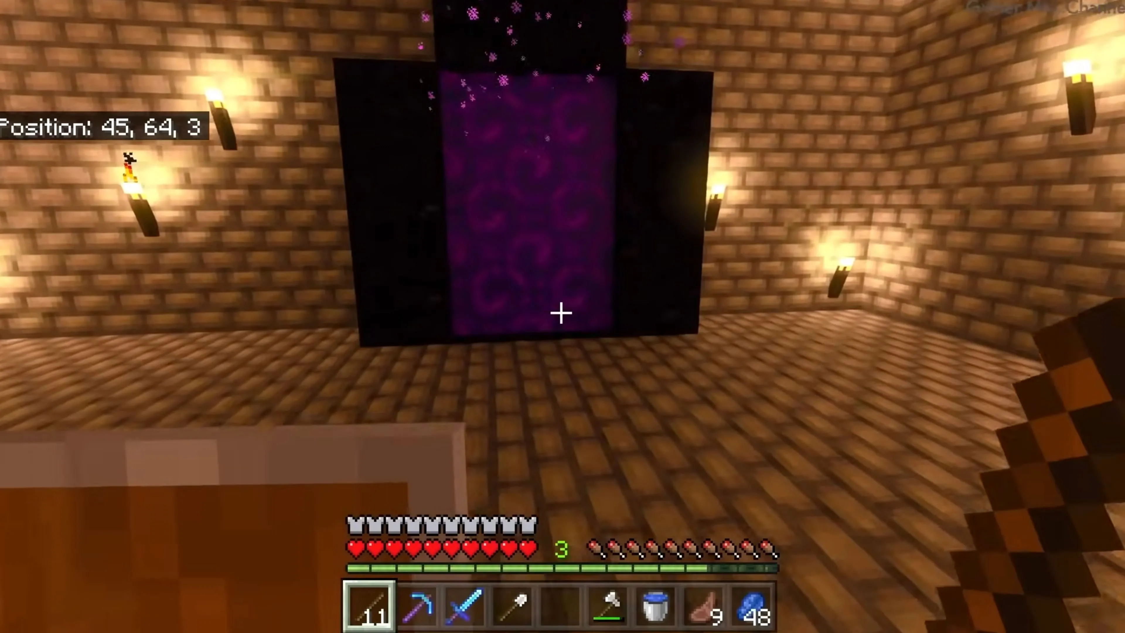Cảnh quan núi non hùng vĩ và thác nước chảy trong thế giới mở của Minecraft
