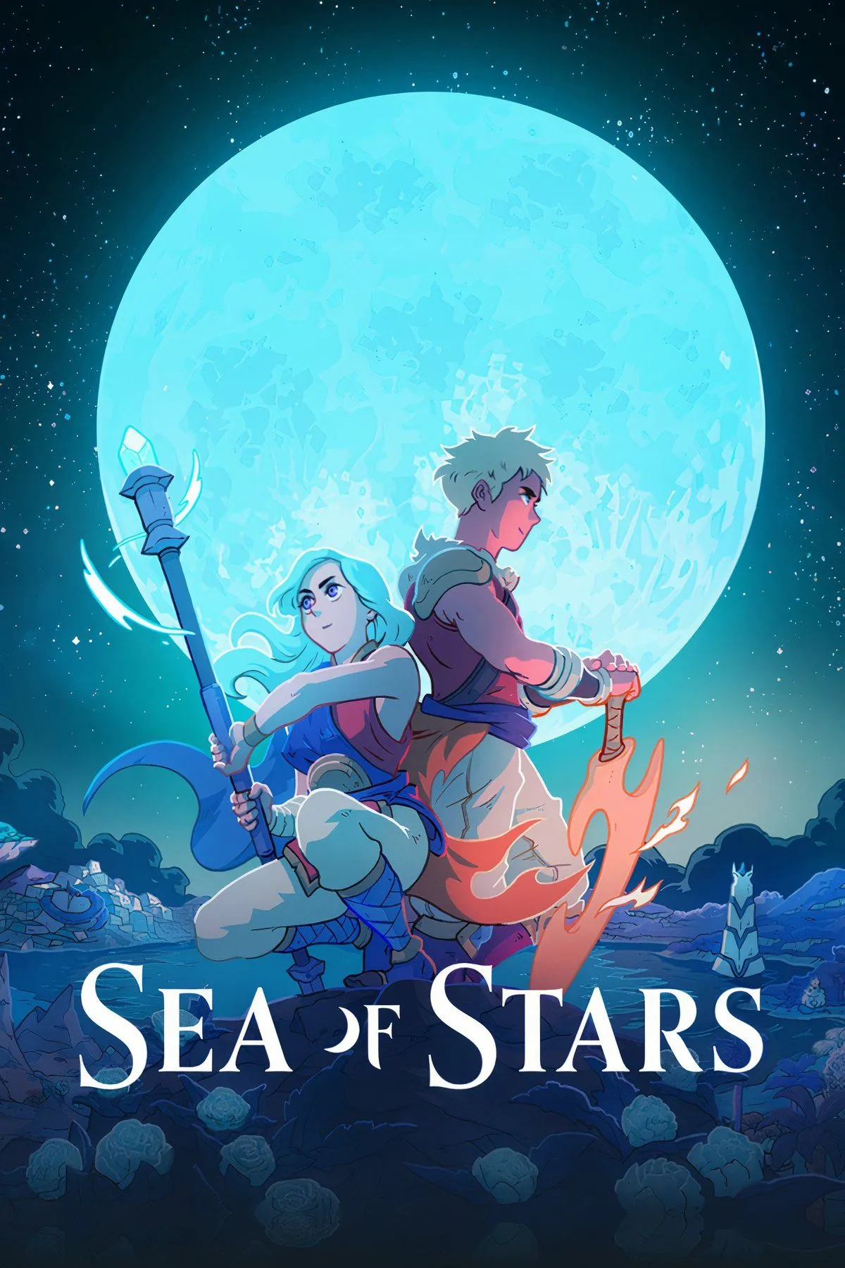 Cảnh trong game Sea of Stars, một tựa game RPG 16-bit đầy màu sắc với đồ họa đẹp mắt đang giảm giá trong Steam Summer Sale.