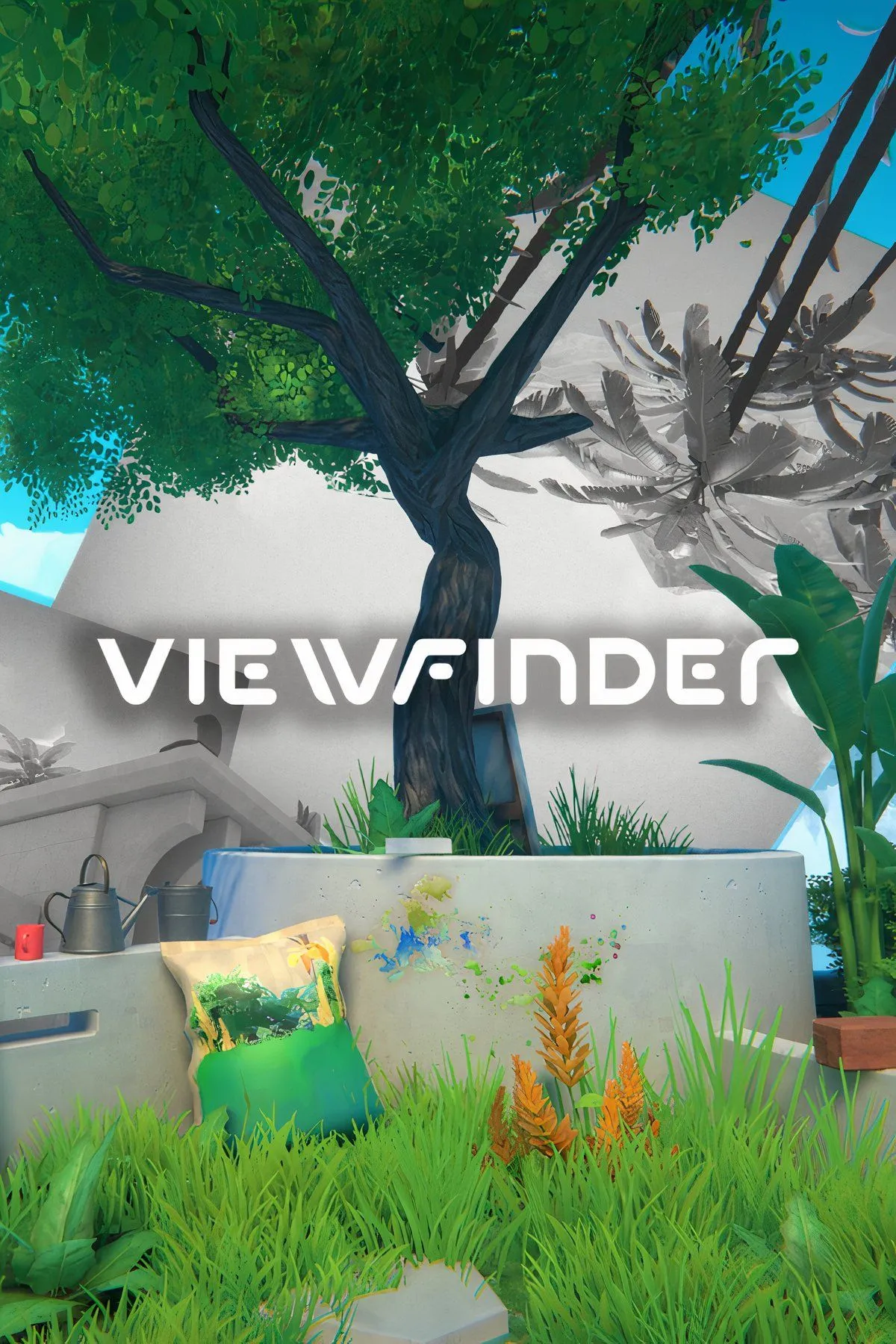 Cảnh trong game Viewfinder với hiệu ứng biến đổi thực tại từ bức ảnh