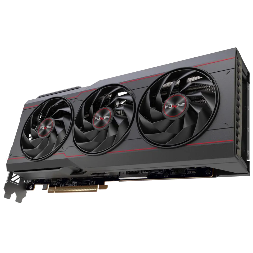 Card đồ họa Sapphire Pulse Radeon RX 7900 XTX màu đen với ba quạt tản nhiệt