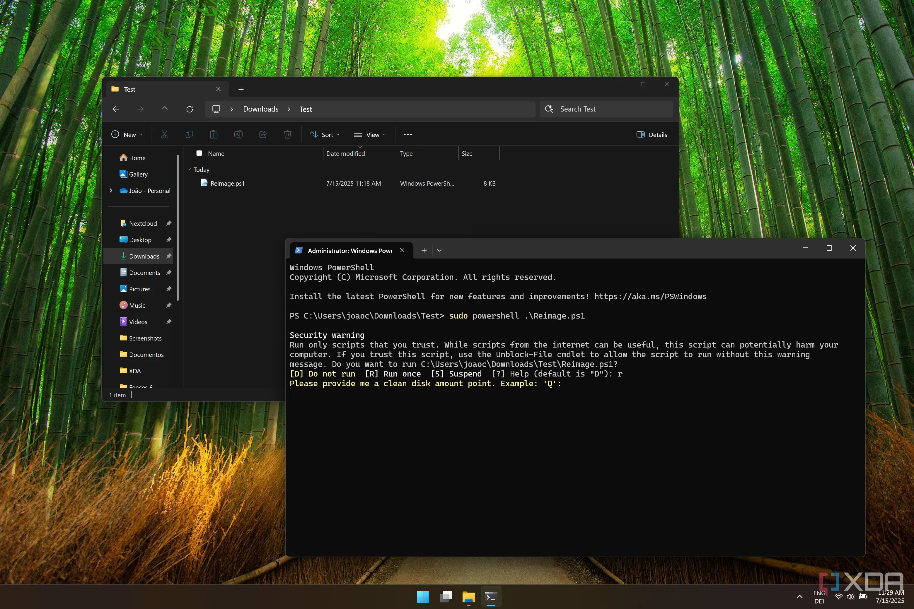 Chạy script trong thư mục với Sudo trên Windows Terminal