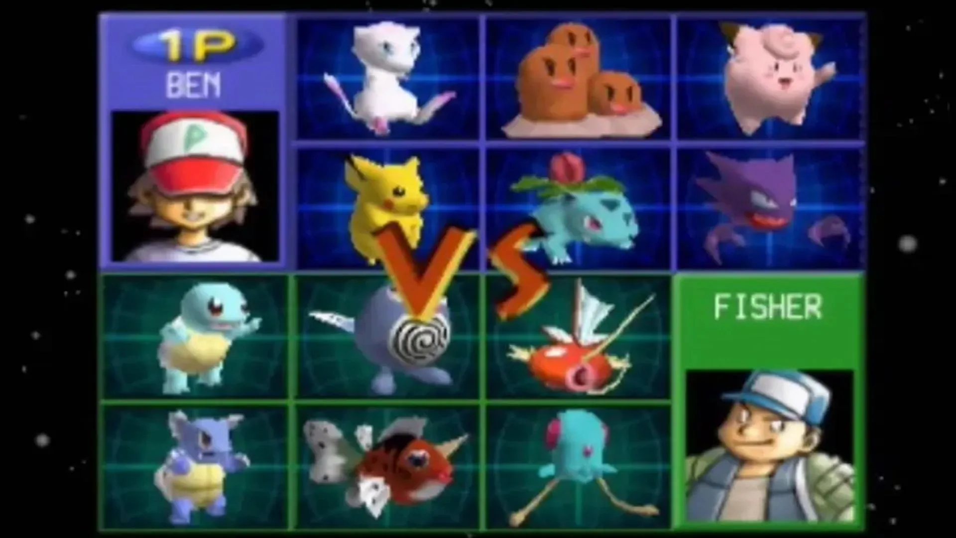 Chế độ chiến đấu Pokémon trong Pokémon Stadium trên Nintendo 64 với kết nối Game Boy
