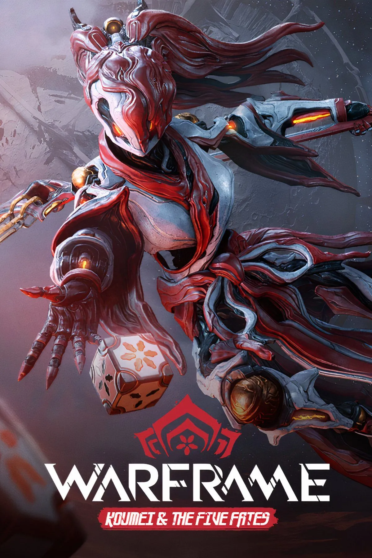 Chiến binh Warframe với bộ giáp bio-mech đang hành động trong môi trường khoa học viễn tưởng, thể hiện lối chơi bắn súng góc nhìn thứ ba.
