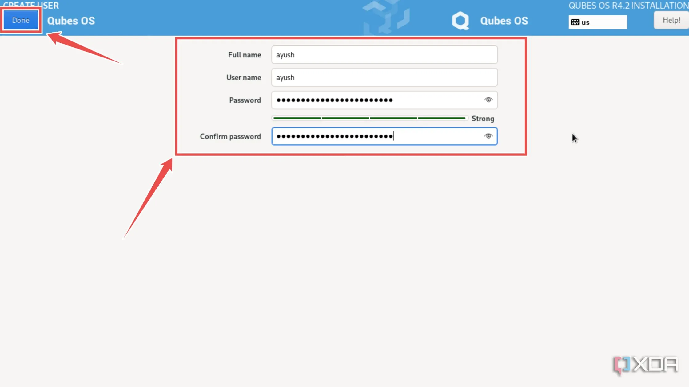 Chỉnh sửa thông tin tài khoản trong cài đặt Qubes OS