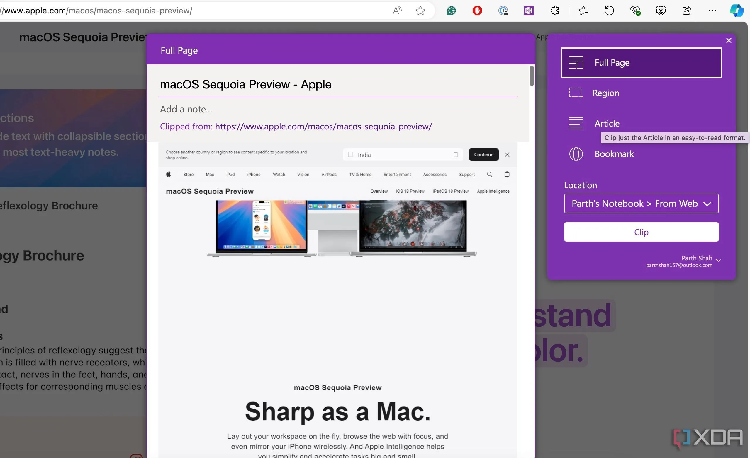Công cụ Web Clipper của OneNote để lưu trang web