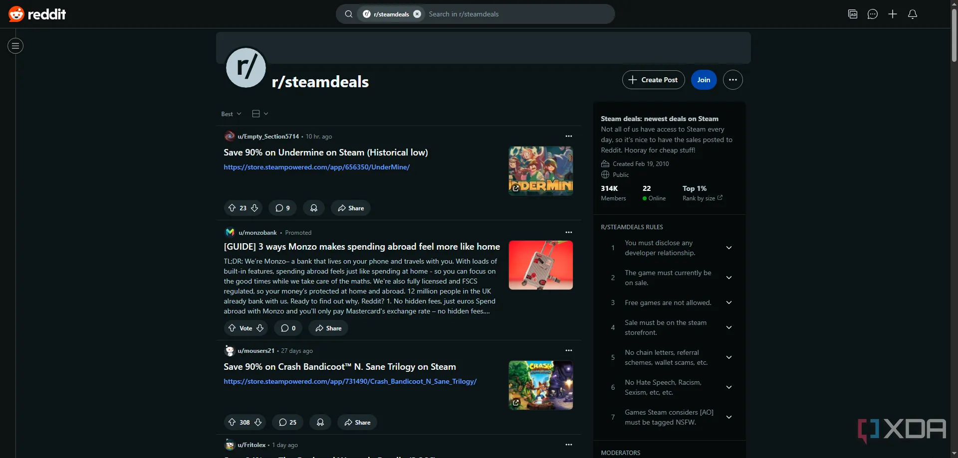 Cộng đồng Steam Deals trên Reddit chia sẻ các ưu đãi hấp dẫn