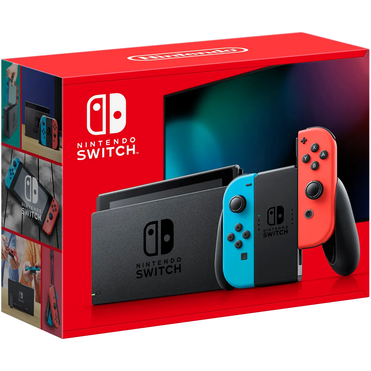 Console Nintendo Switch với Joy-Con màu xanh đỏ, thiết kế lai tiện dụng