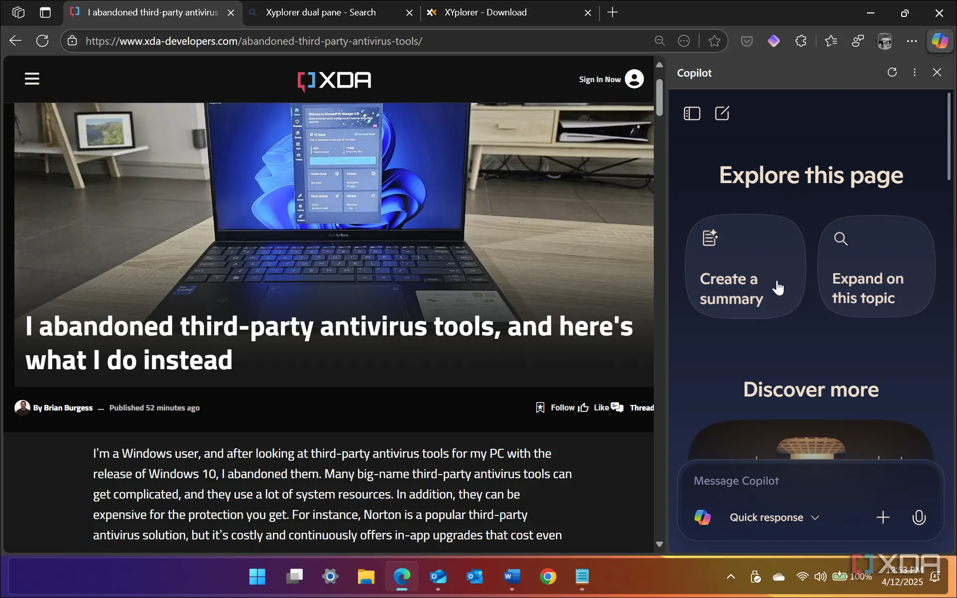 Copilot tóm tắt nội dung trang web trong trình duyệt Microsoft Edge