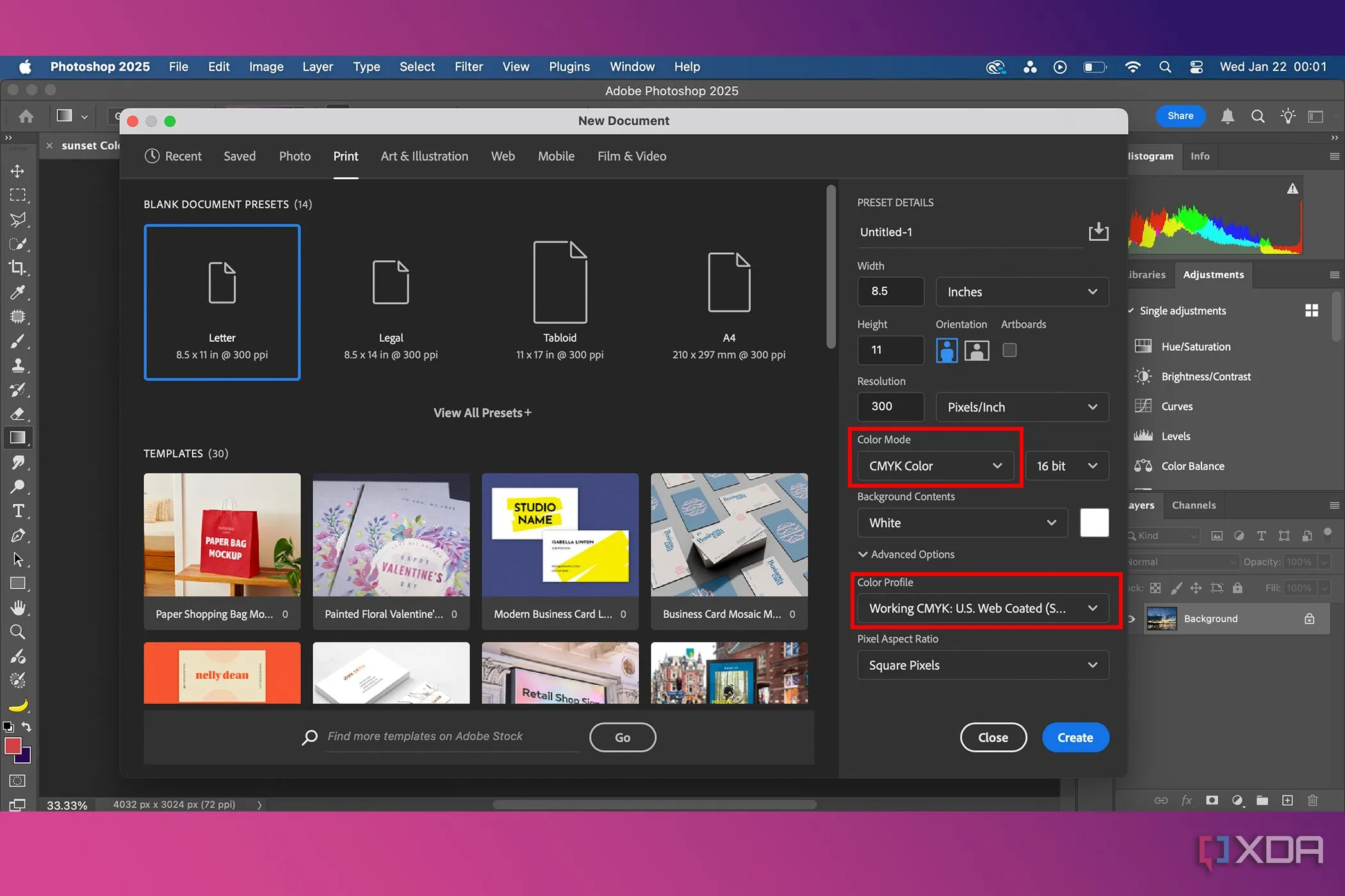 Cửa sổ cài đặt cấu hình màu CMYK trong Adobe Photoshop