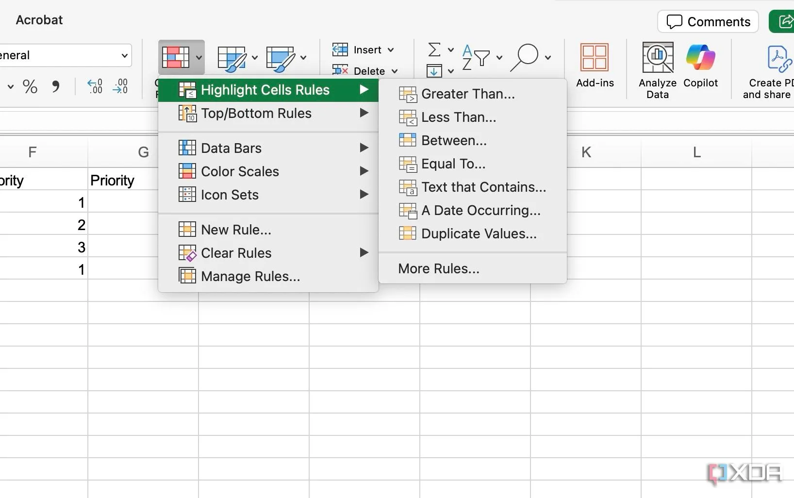 Cửa sổ &quot;Highlight Cells Rules&quot; trong Excel, hiển thị tùy chọn &quot;Text that contains&quot; để định dạng có điều kiện cho quản lý dự án