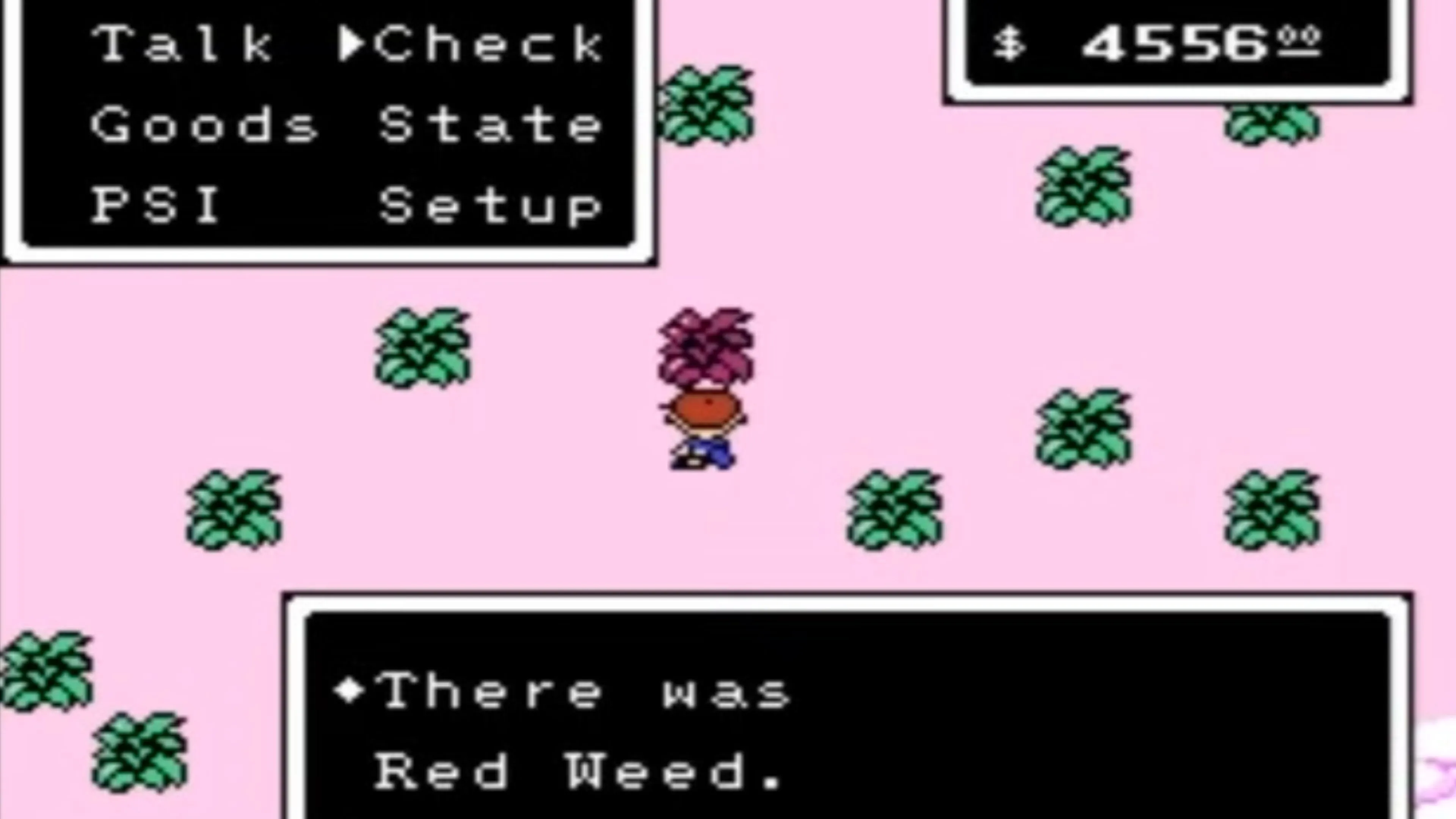 Cuộc đối thoại giữa các nhân vật trong Earthbound Beginnings, truyền tải câu chuyện siêu thực của game.