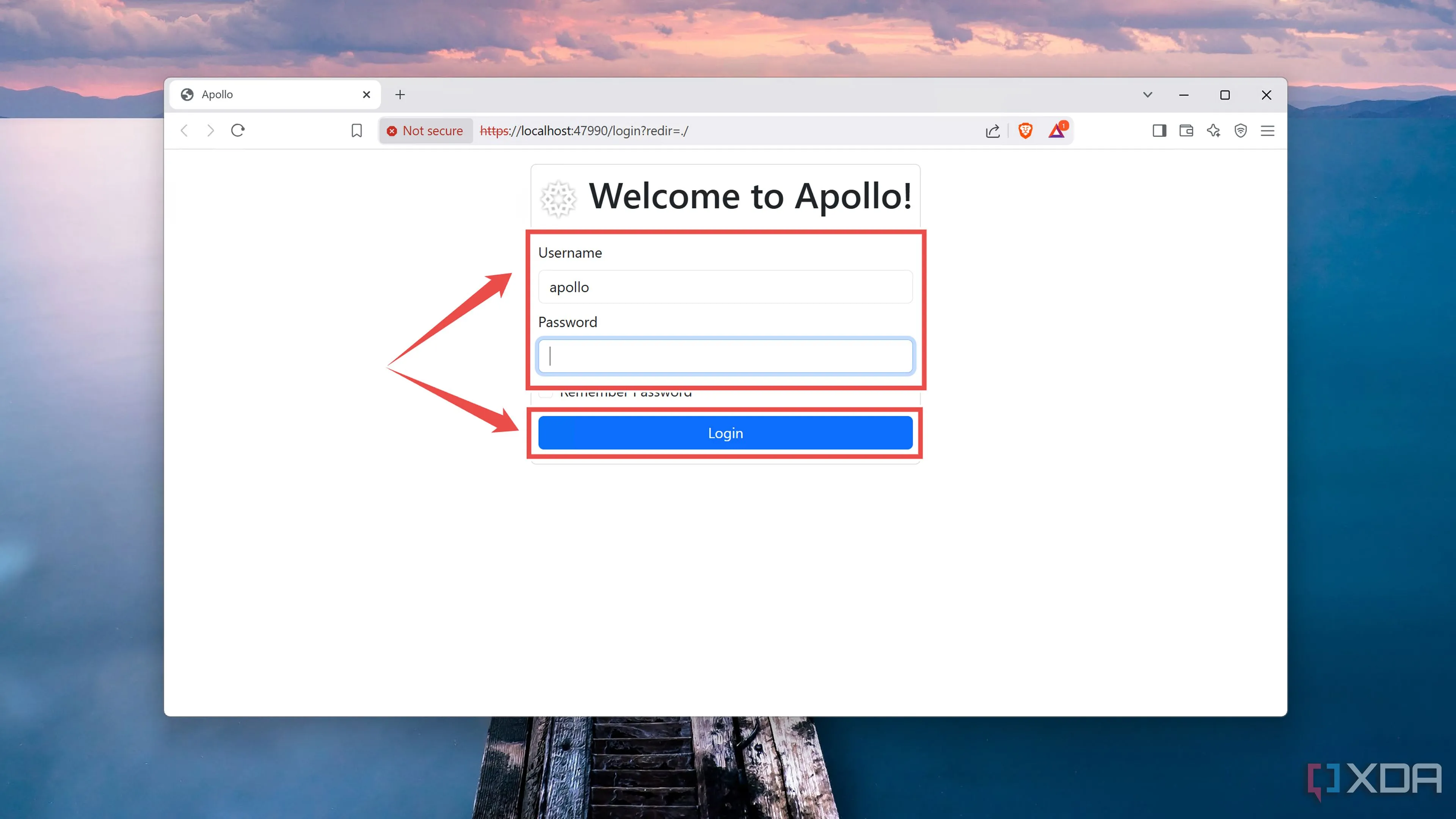 Đăng nhập vào giao diện quản lý Apollo server bằng tên người dùng và mật khẩu đã tạo