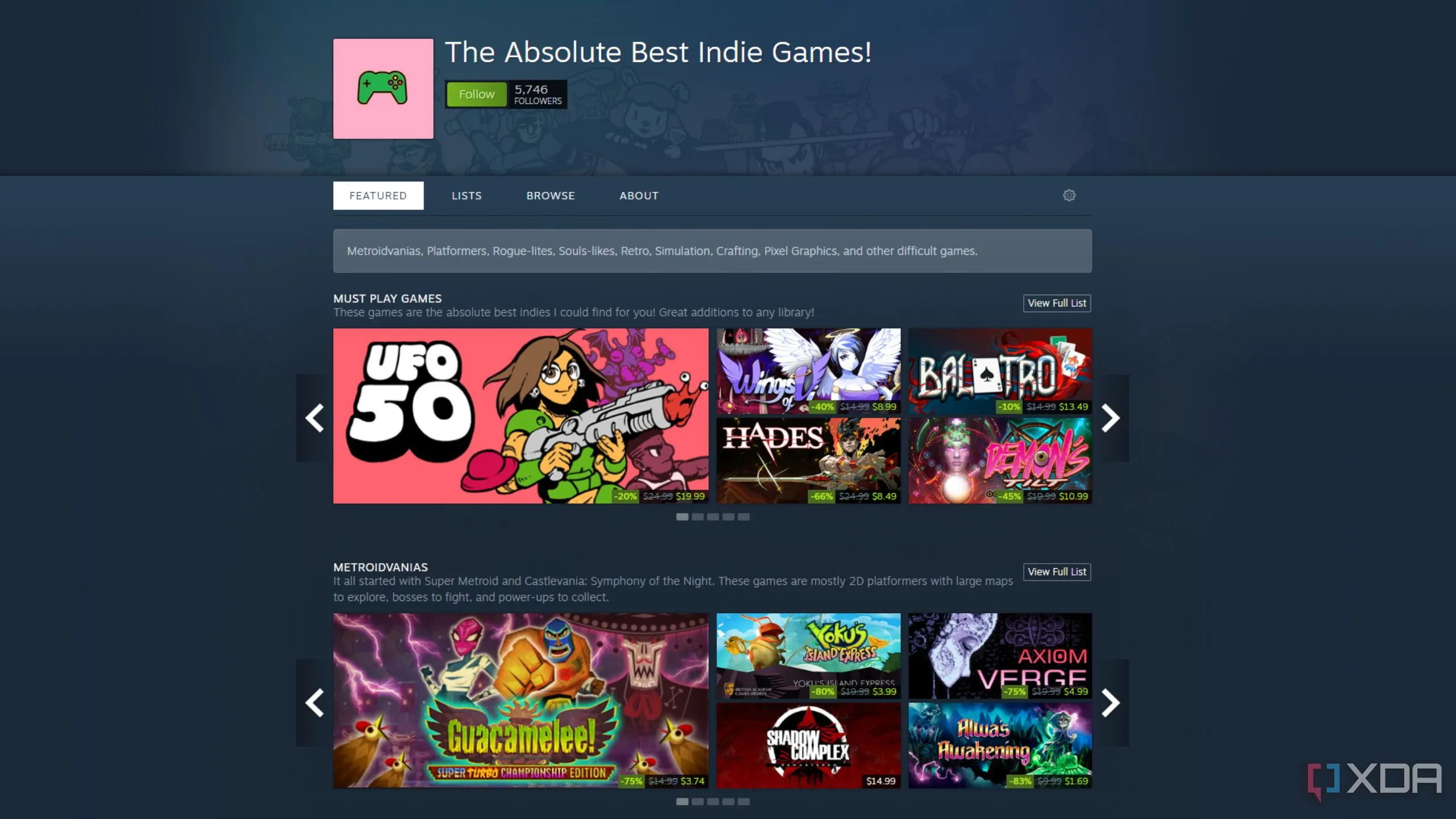 Danh sách tổng hợp các tựa game indie trên Steam, cho thấy sự phát triển của game indie trên nền tảng số.