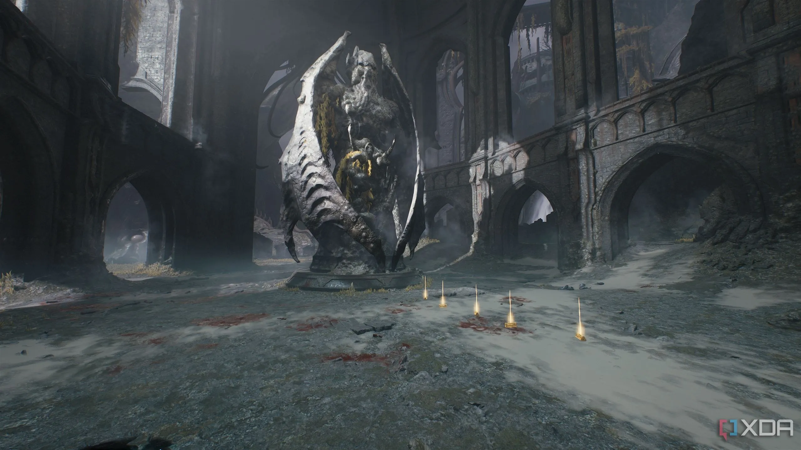 Dãy vàng dưới chân tượng Cthulhu trong Chapter 14 Doom The Dark Ages