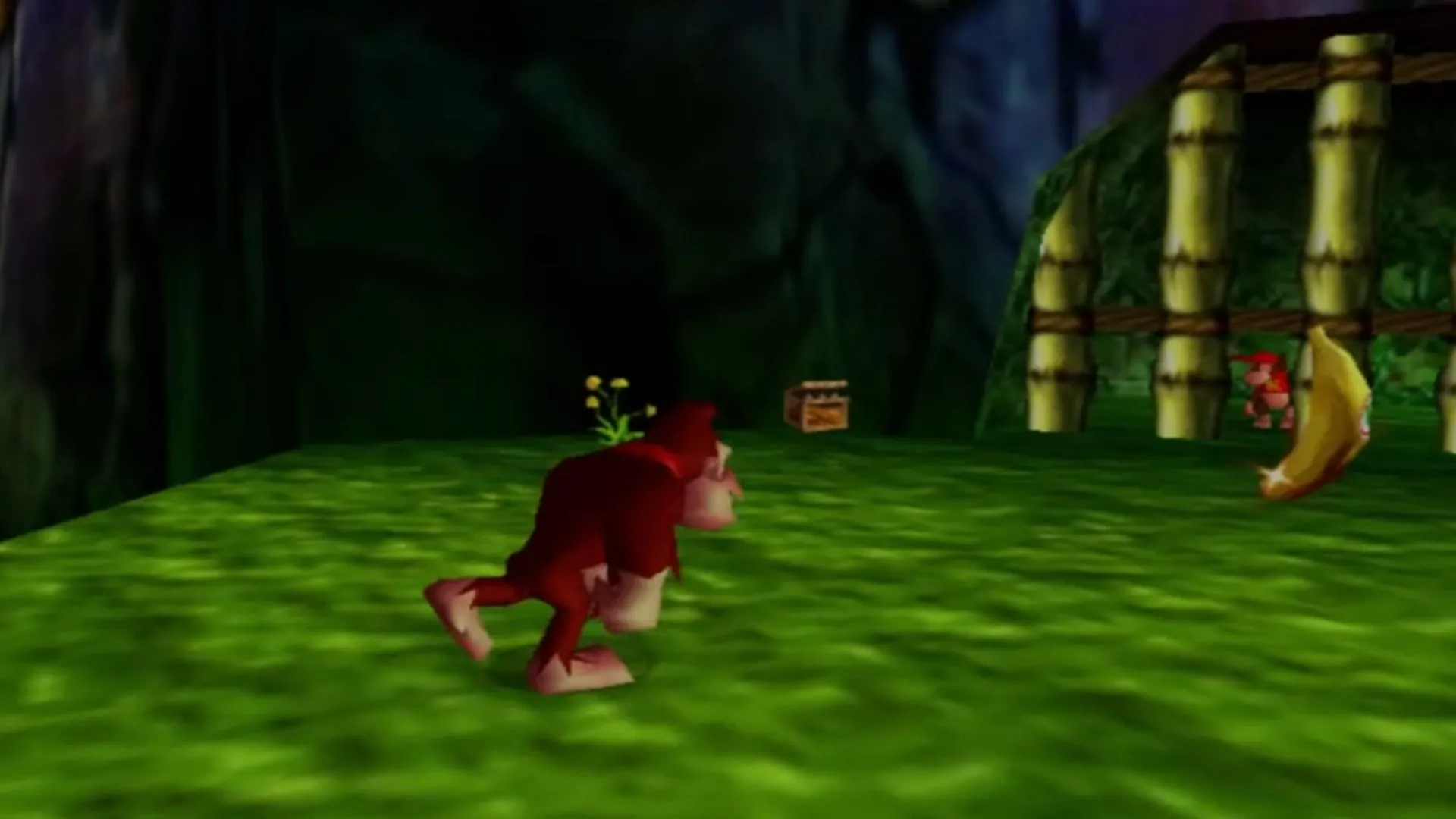 Donkey Kong đang thu thập chuối vàng trong game Donkey Kong 64