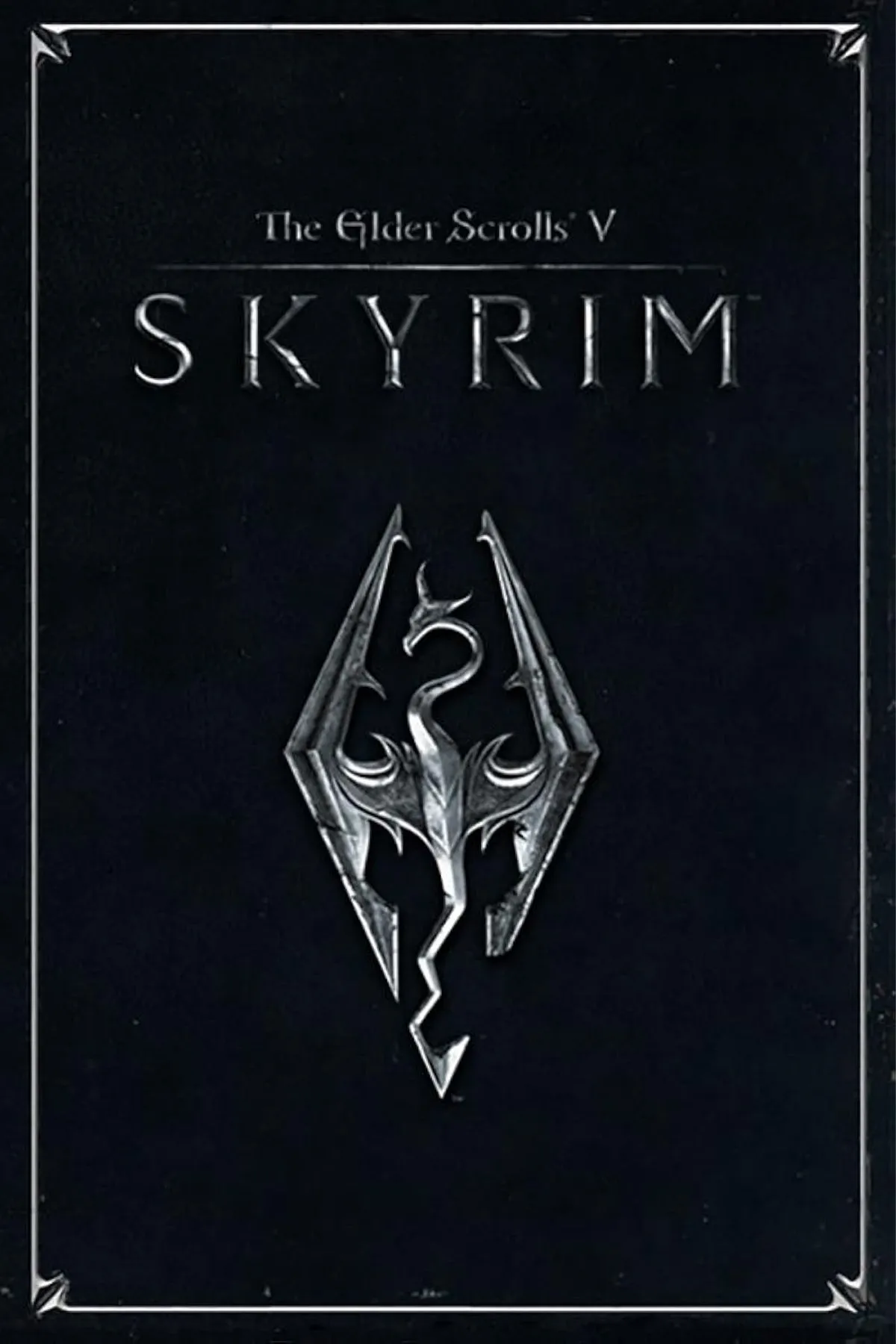 Dragonborn đối mặt với rồng Alduin trên bìa game The Elder Scrolls V: Skyrim