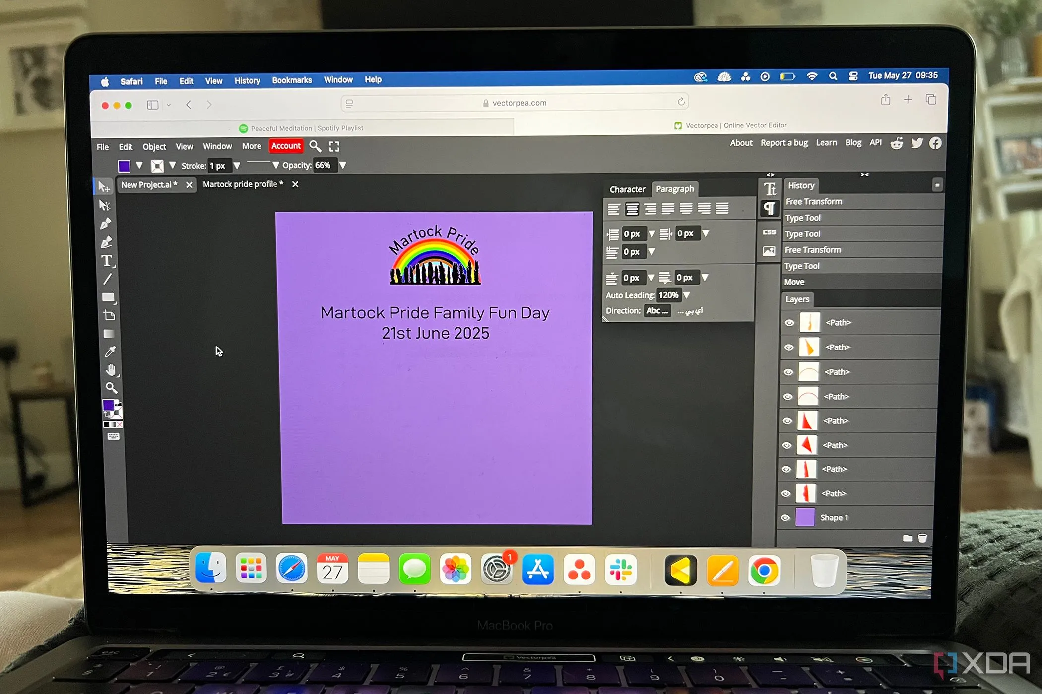 Dự án thiết kế Martock Pride đang mở trên Vectorpea, minh họa giao diện quen thuộc và dễ sử dụng