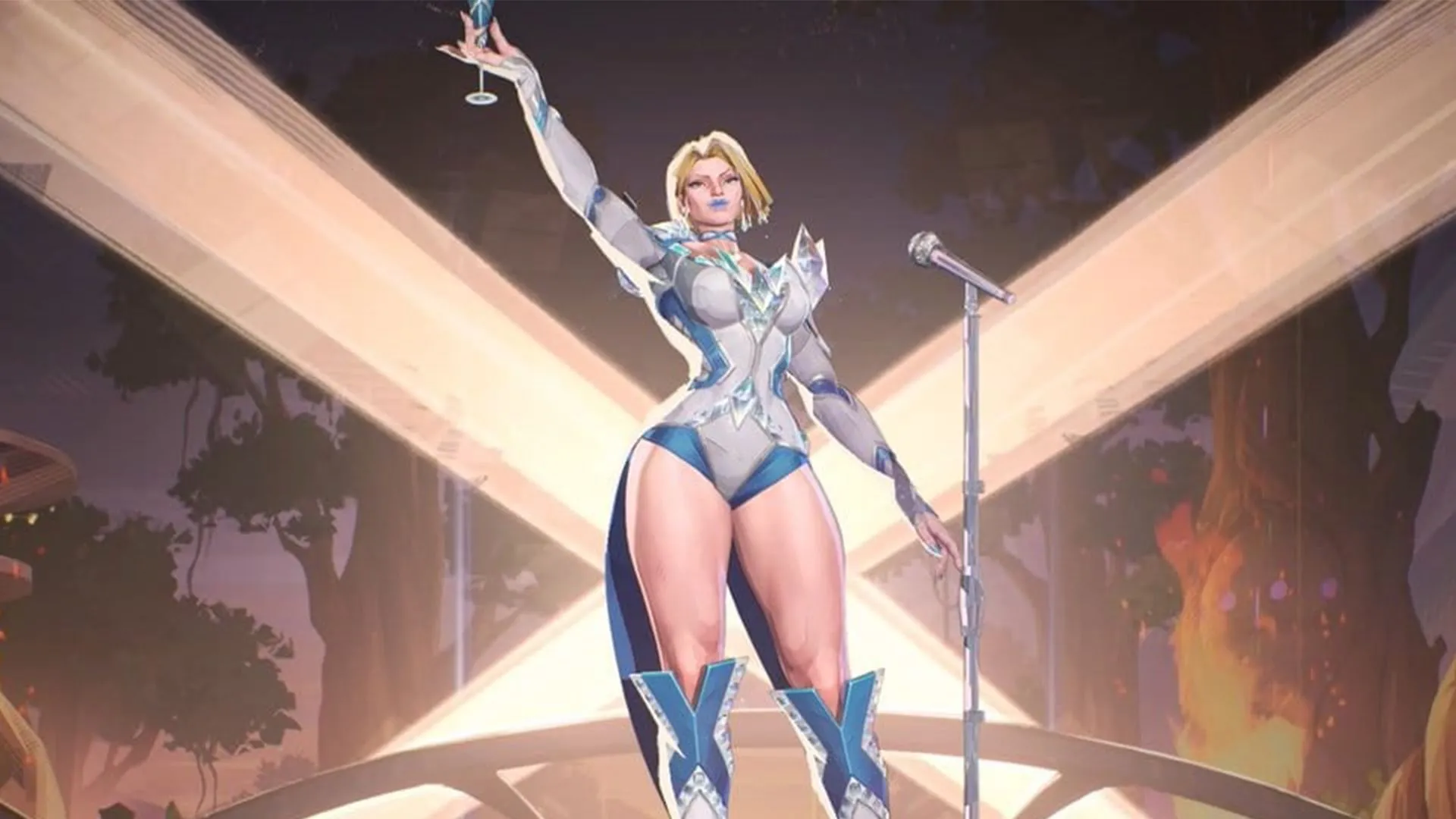 Emma Frost với trang phục nổi bật trong Marvel Rivals, minh họa toàn bộ roster nhân vật miễn phí