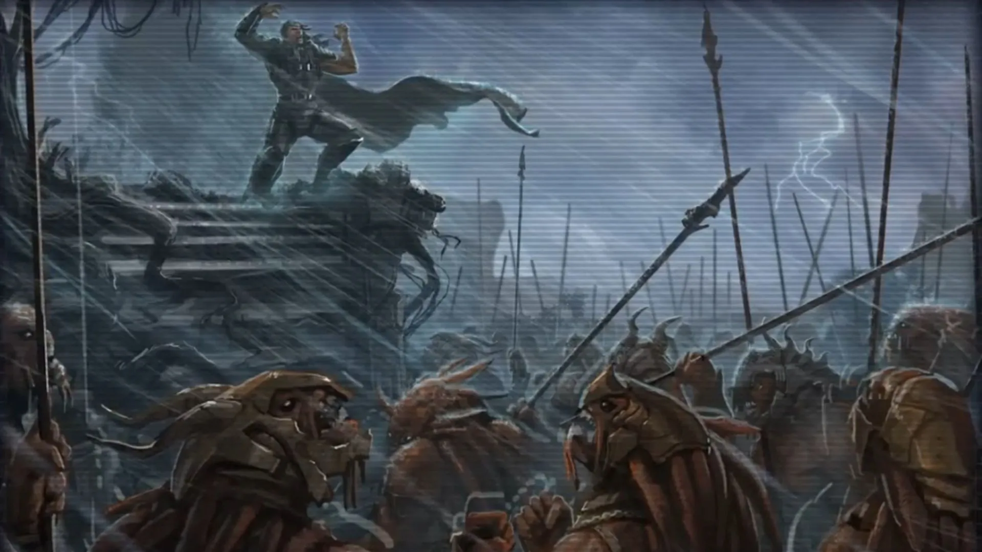 Exar Kun tập hợp quân đội Sith trong một đoạn ghi hình ba chiều từ Star Wars The Old Republic, thể hiện quy mô của Đại Chiến Sith.